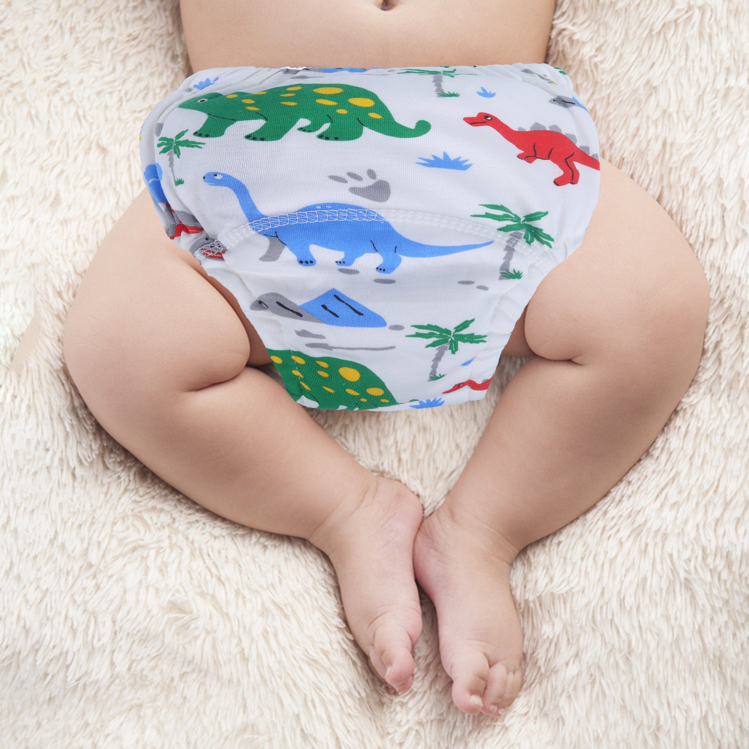Baby Moo Dinosour Reusable Cloth Training Pants Diaper Panty - Multicolour