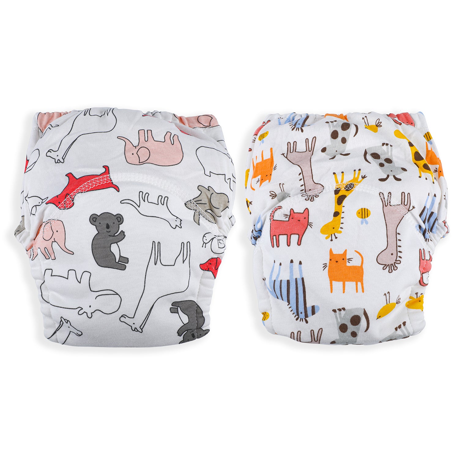 Fun In The Zoo Reusable Cloth Training Pants Clothing Accessory Diaper Panty 2 Pcs - Multicolour - Baby Moo