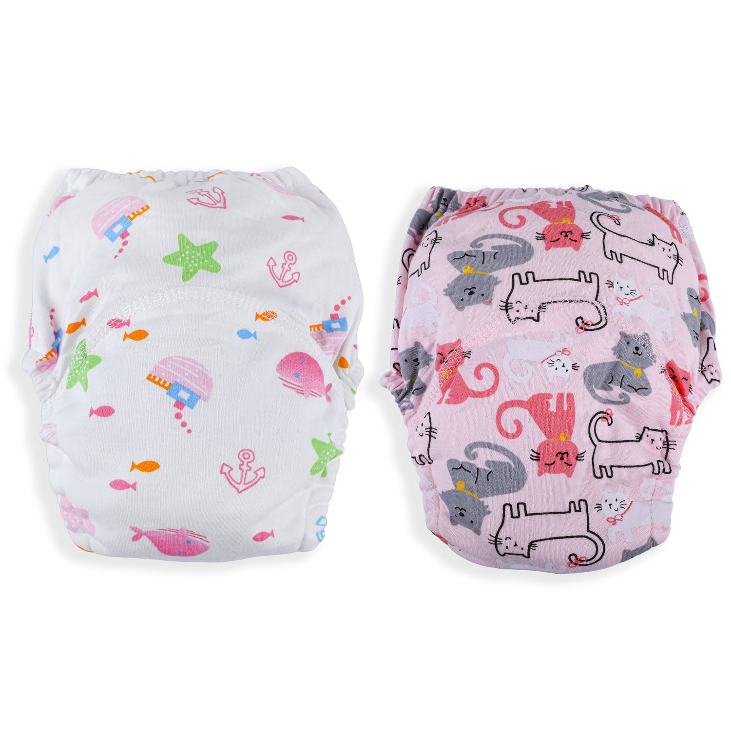 Star Kitty Reusable Cloth Training Pants Clothing Accessory Diaper Panty 2 Pcs - Multicolour - Baby Moo
