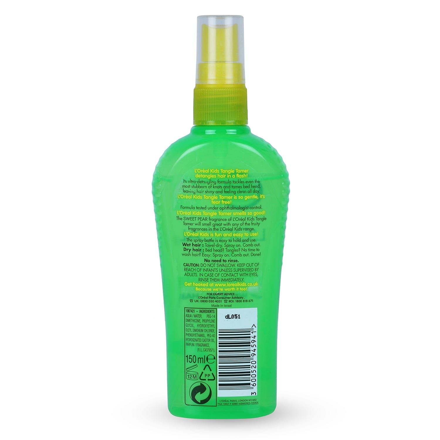 L OREAL Kids Sweet Pear Tangle Tamer Detangling Spray Green