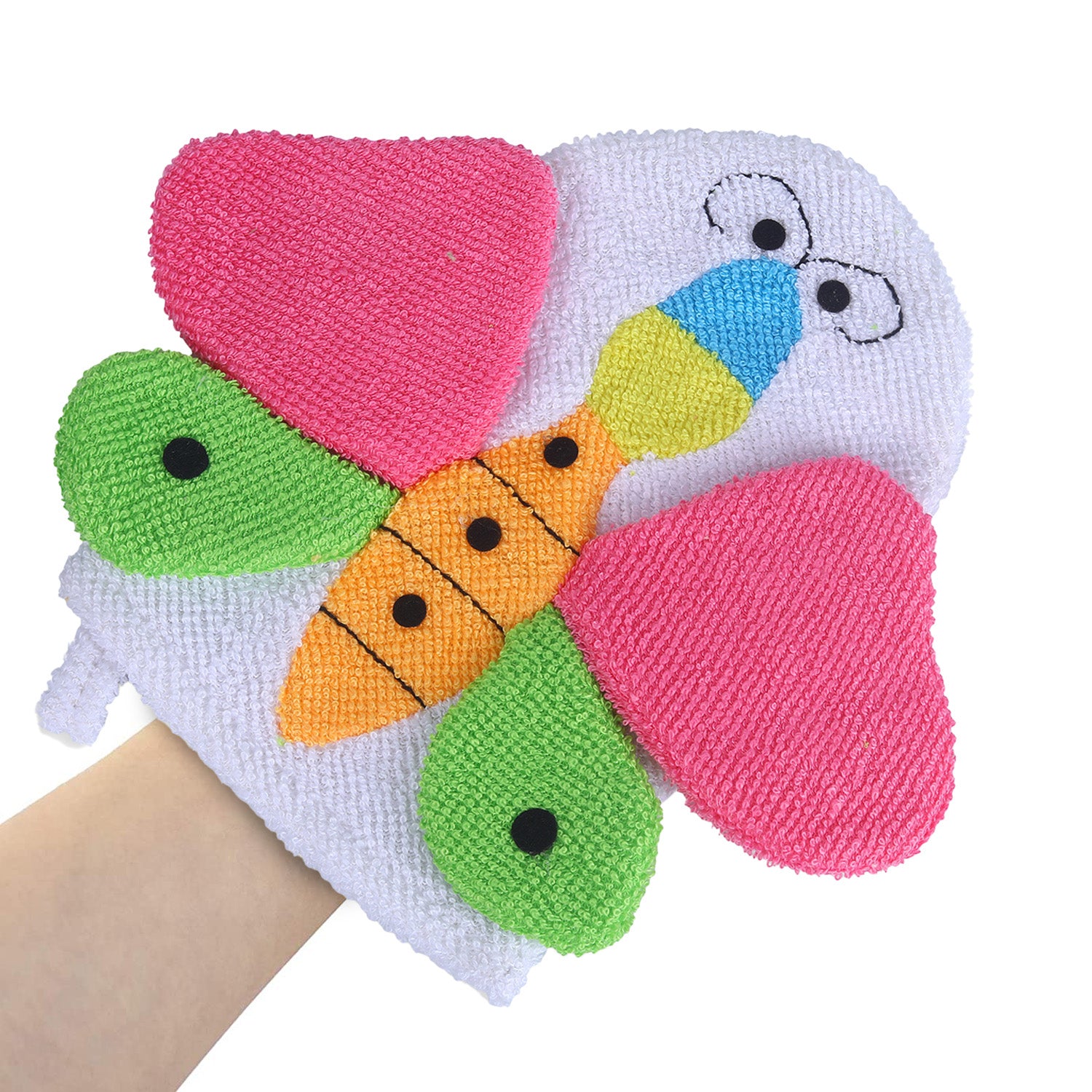 Baby Moo Fluttering Butterfly Bath Time Fun Hand Puppet Loofah Bath Glove - Multicolour - Baby Moo