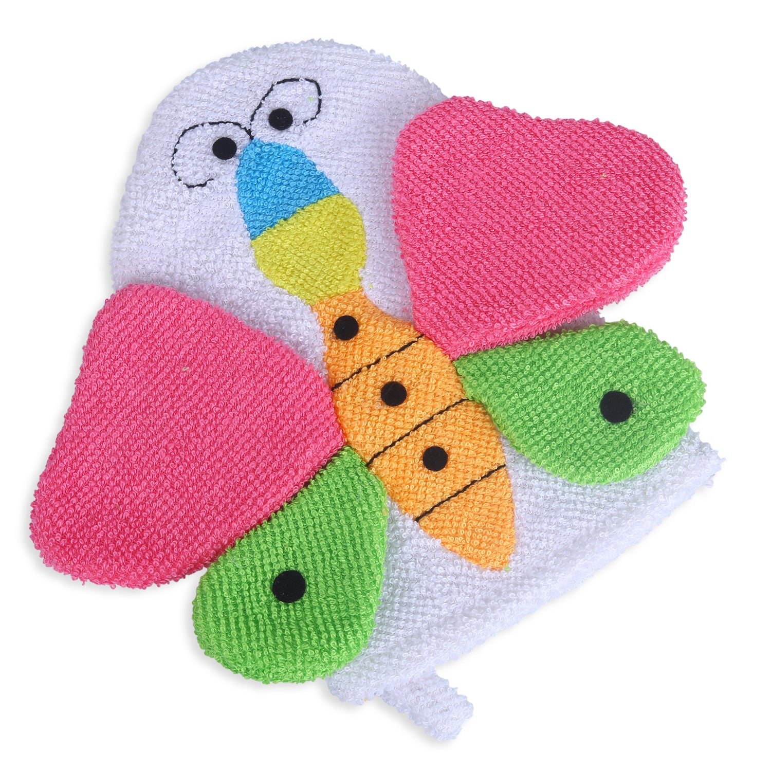 Baby Moo Fluttering Butterfly Bath Time Fun Hand Puppet Loofah Bath Glove - Multicolour
