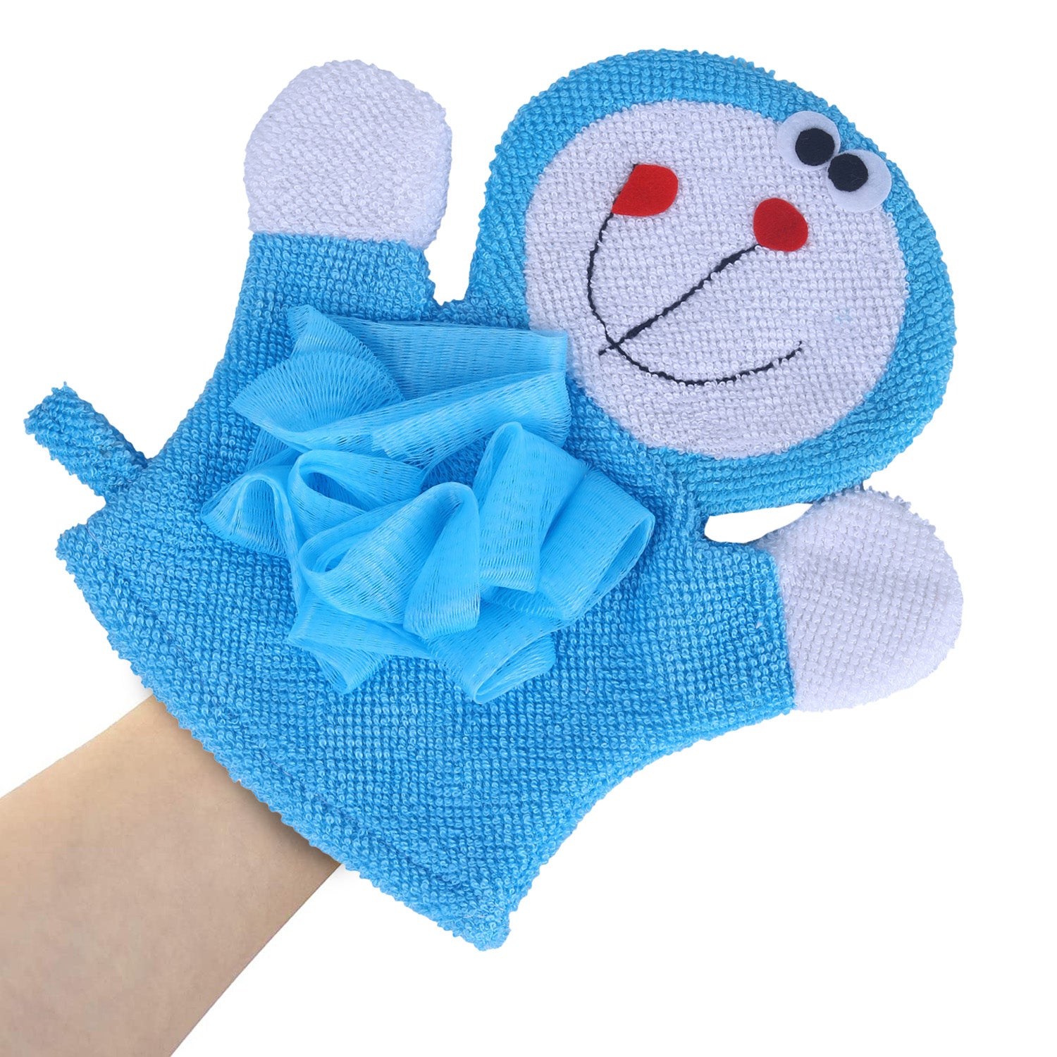 Baby Moo Robot Cat Bathtime Fun Hand Puppet Loofah Bath Glove - Blue - Baby Moo