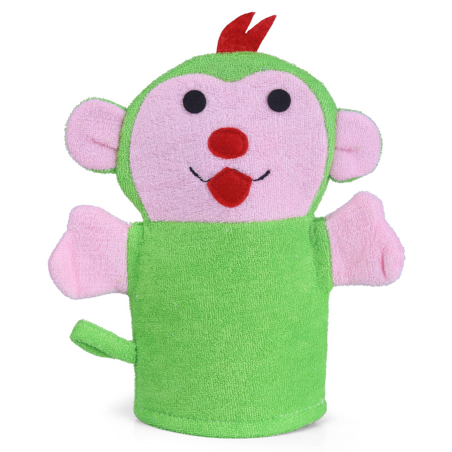 Baby Moo Funky Monkey Bath Time Fun Hand Puppet Loofah Bath Glove - Green