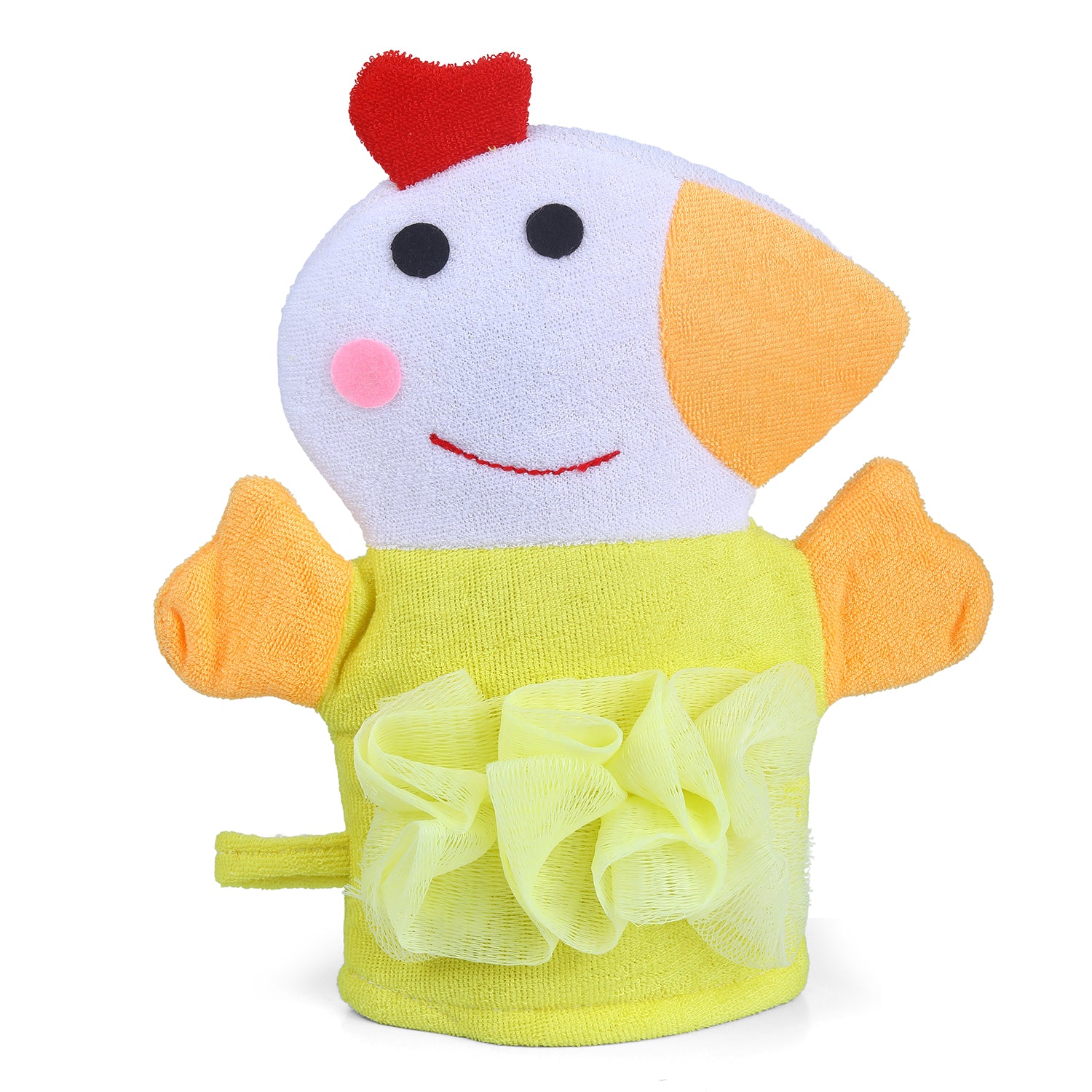 Baby Moo Sweet Hen Bath Time Fun Hand Puppet Loofah Bath Glove - Yellow - Baby Moo