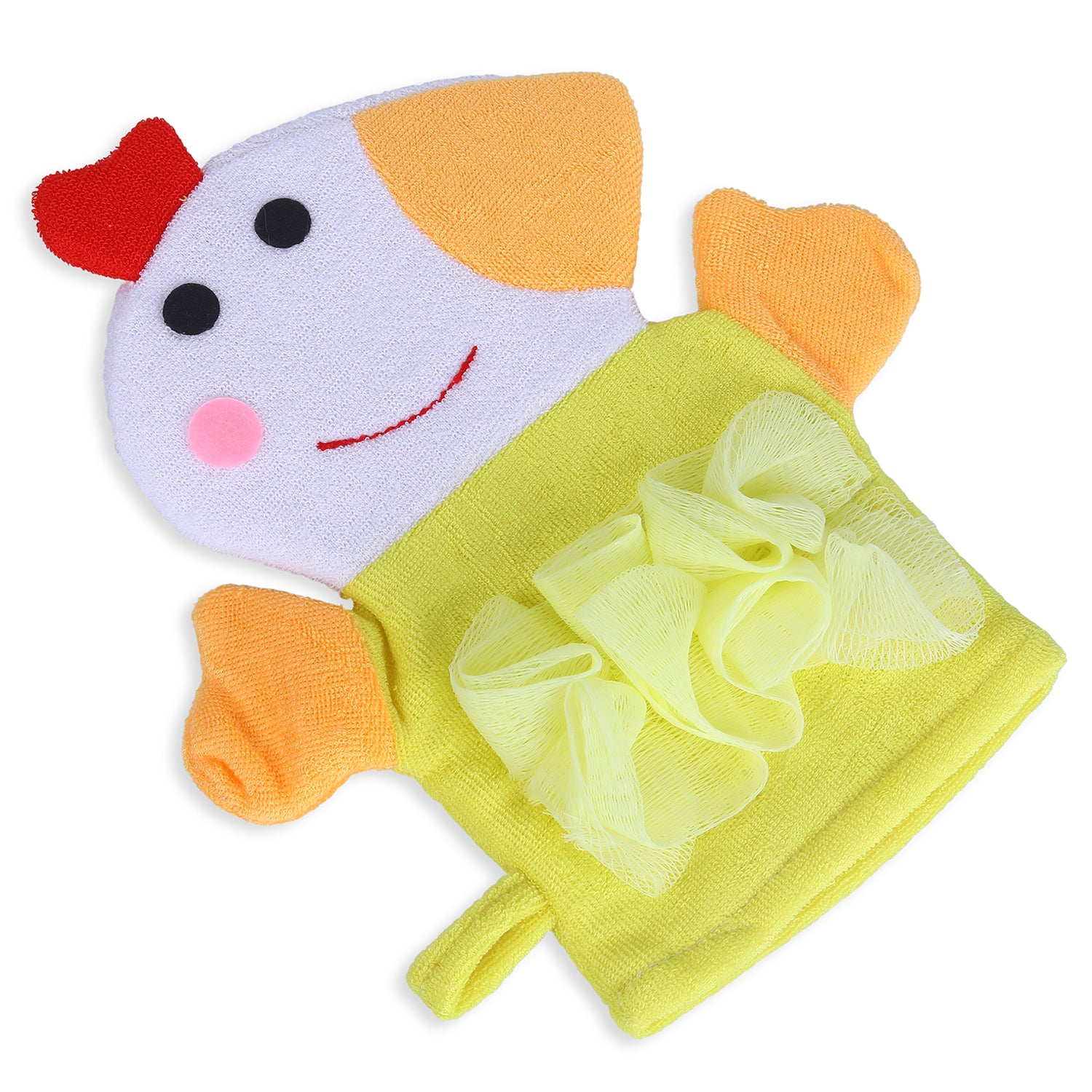 Baby Moo Sweet Hen Bath Time Fun Hand Puppet Loofah Bath Glove - Yellow