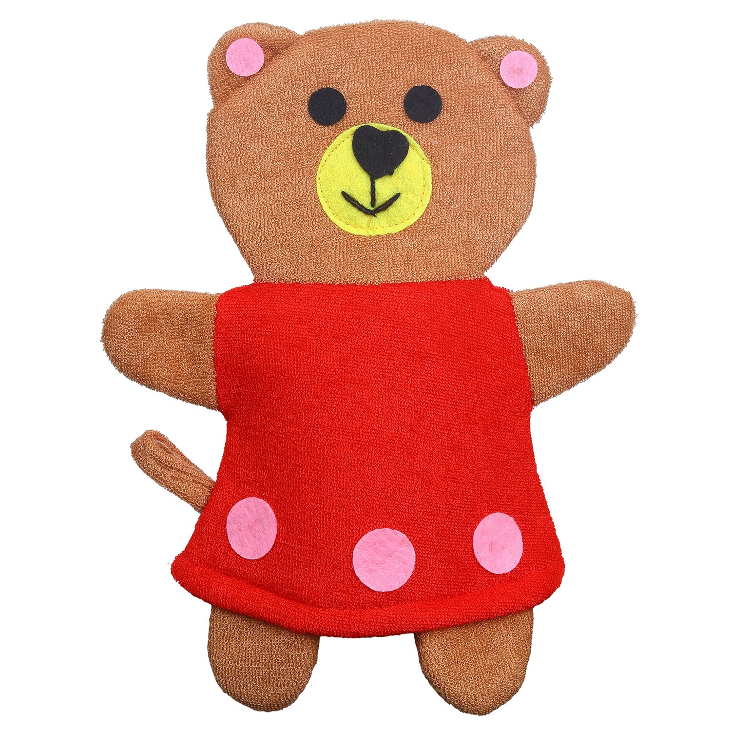 Baby Moo Teddy Bear Bath Time Fun Hand Puppet Loofah Bath Glove - Brown - Baby Moo