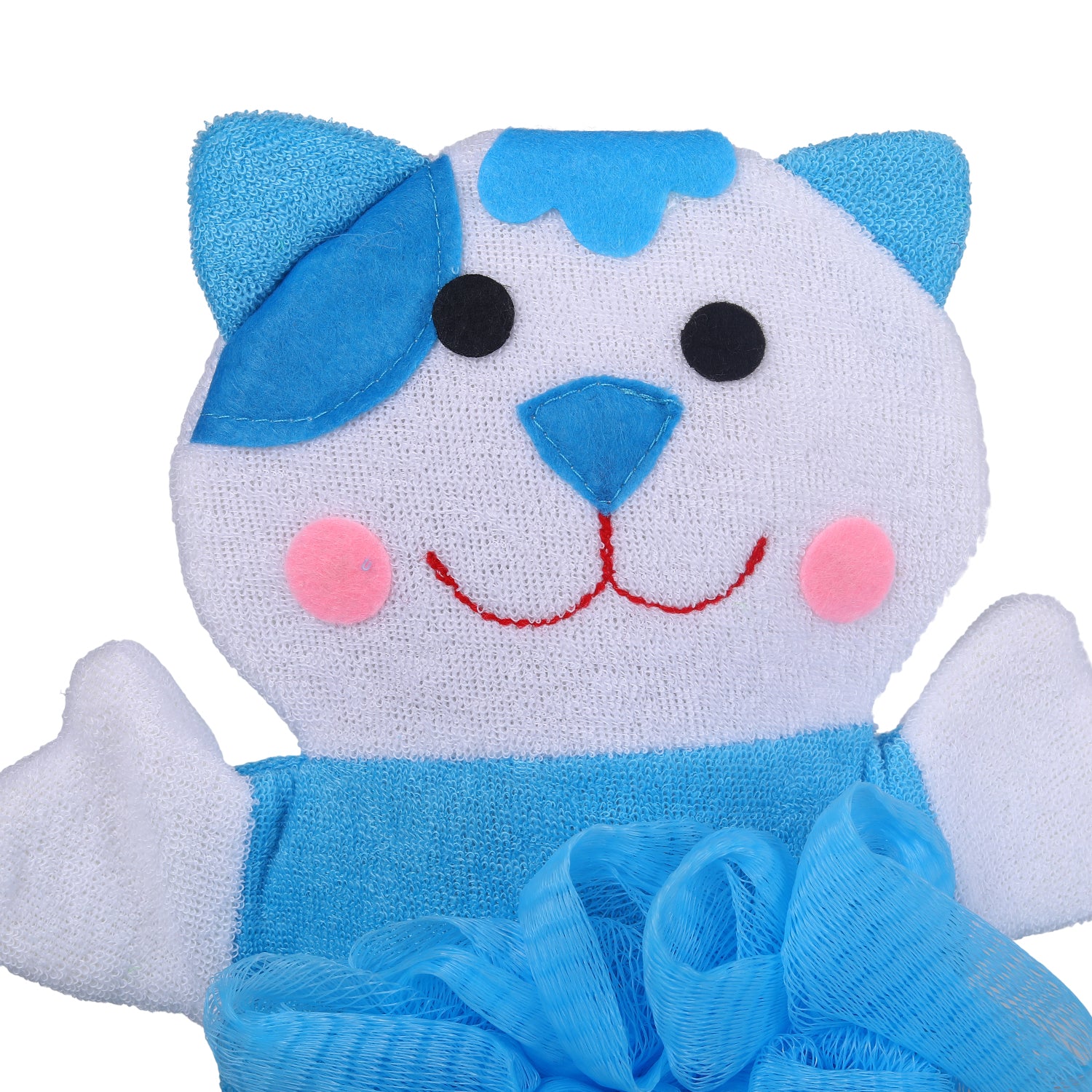 Baby Moo Pretty Kitty Bath Time Fun Hand Puppet Loofah Bath Glove - Blue - Baby Moo