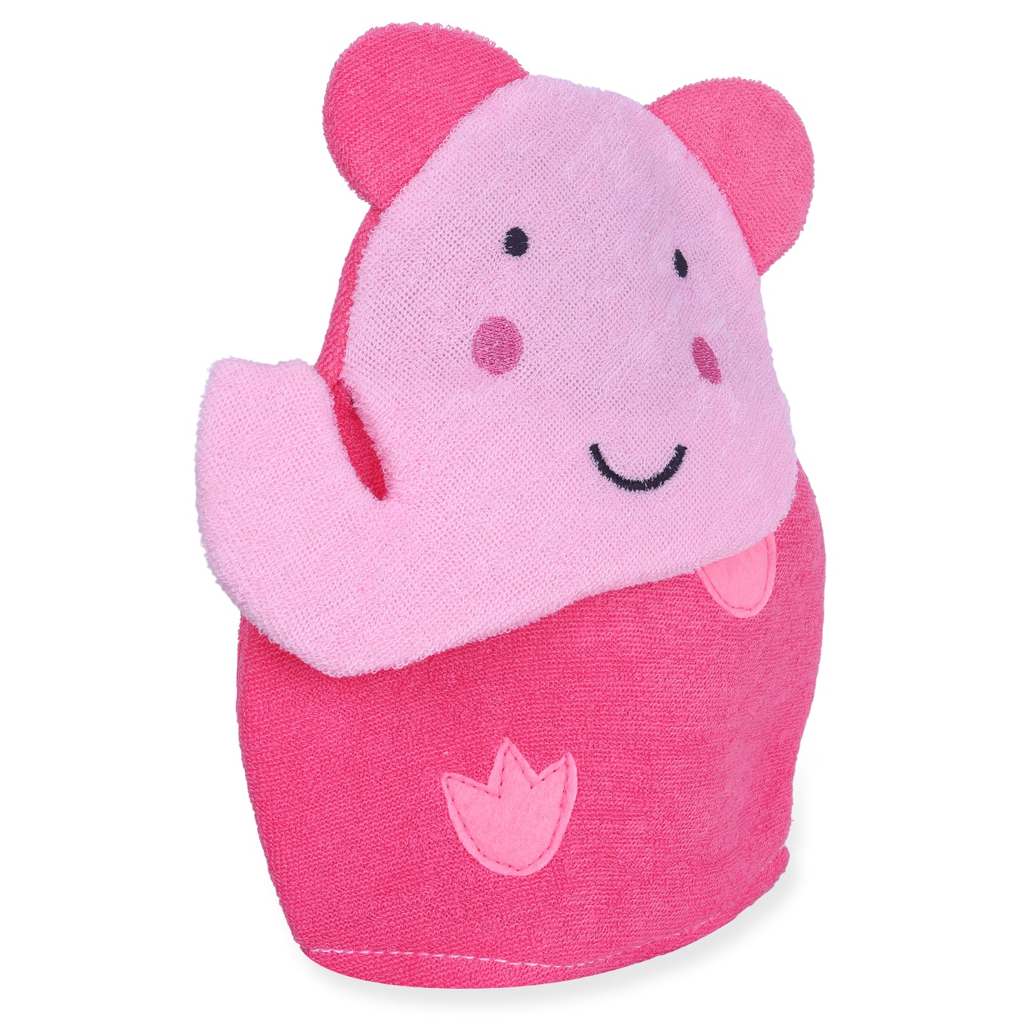 Baby Moo Blushing Elephant Bath Time Fun Hand Puppet Loofah Bath Glove - Pink