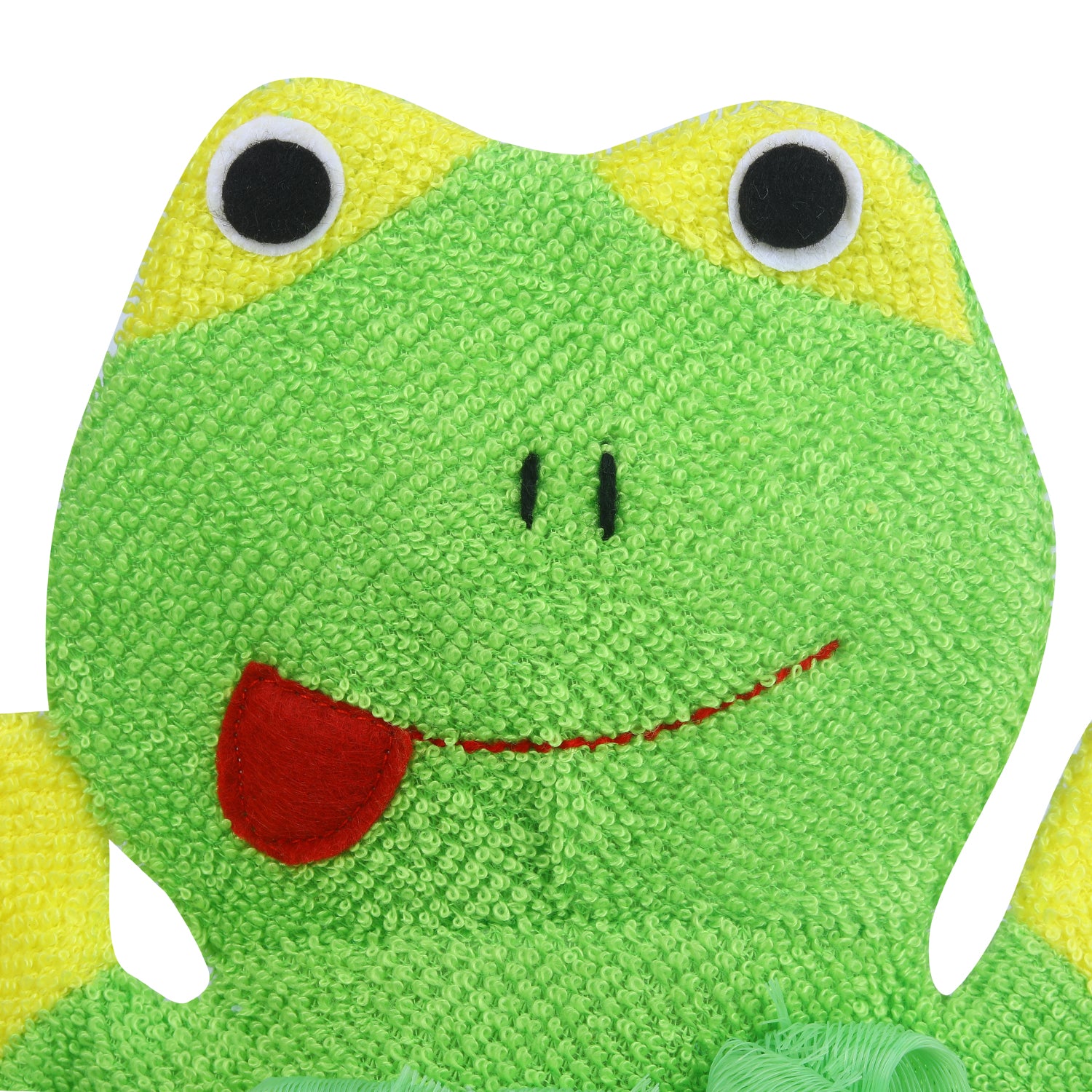 Baby Moo Mischievous Frog Bath Time Fun Hand Puppet Loofah Bath Glove - Green