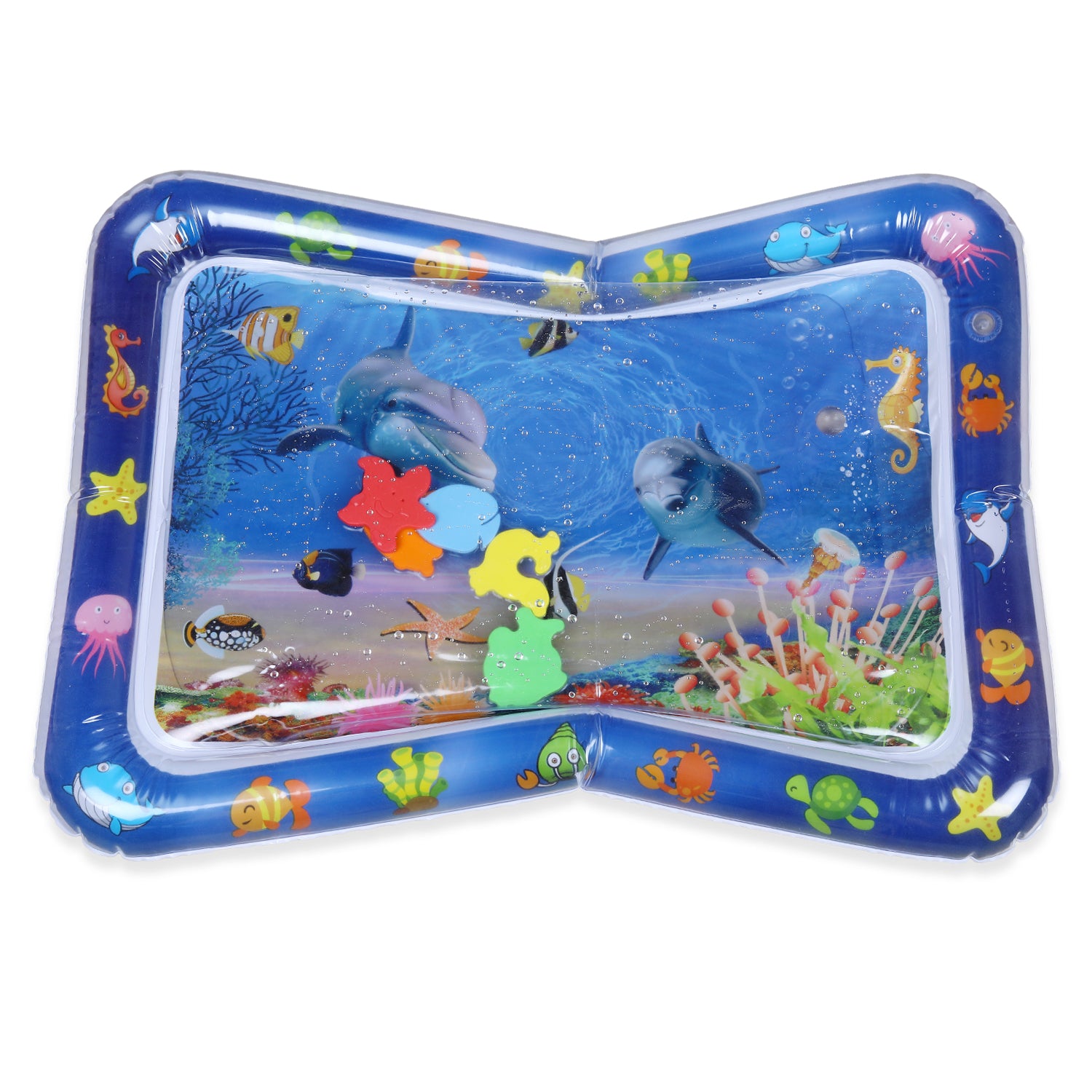 Ocean Themed Inflatable Tummy Time Mat Water Play Mat - Blue - Baby Moo