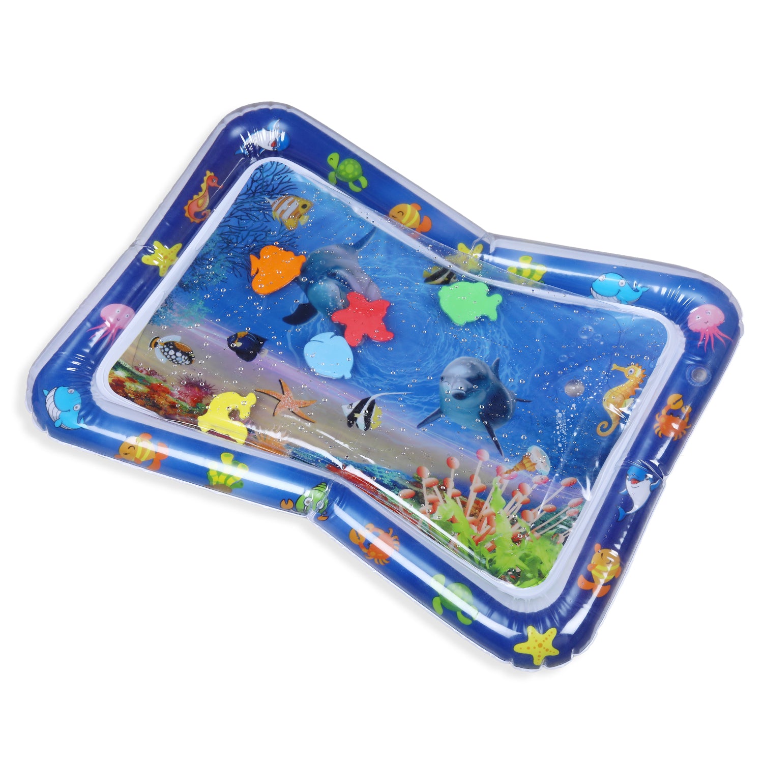 Ocean Themed Inflatable Tummy Time Mat Water Play Mat - Blue - Baby Moo