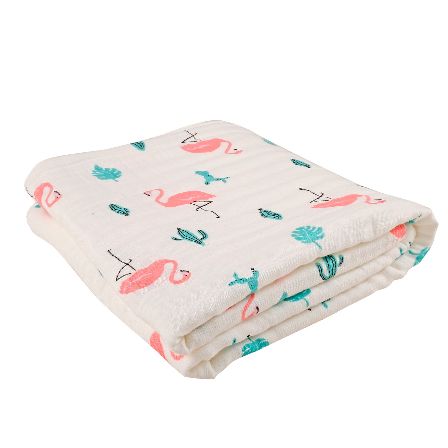 Flamingo White Medium Muslin Blanket