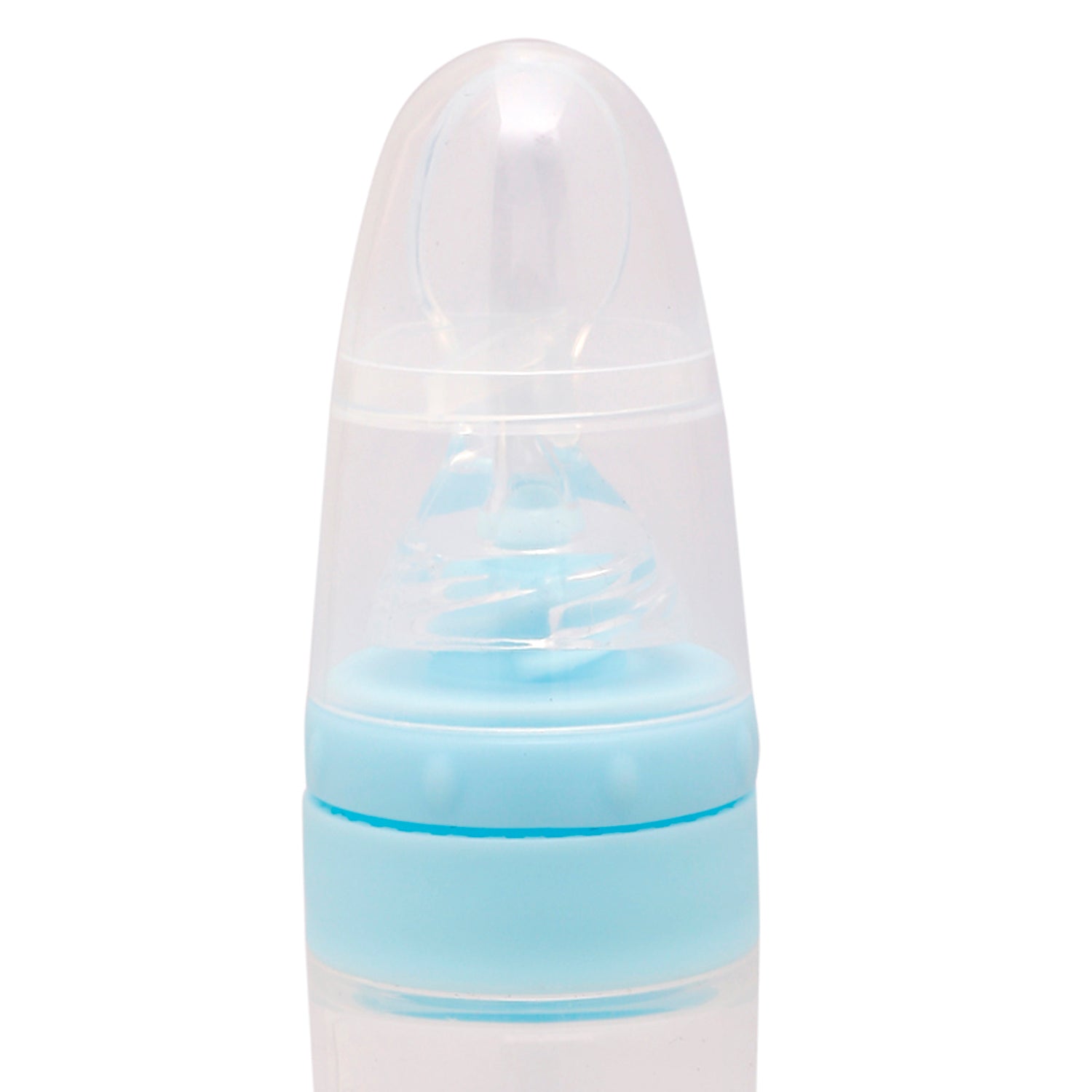 Blue 90 Ml Silicon Squeeze Bottle Feeder With Dispensing Spoon - Baby Moo