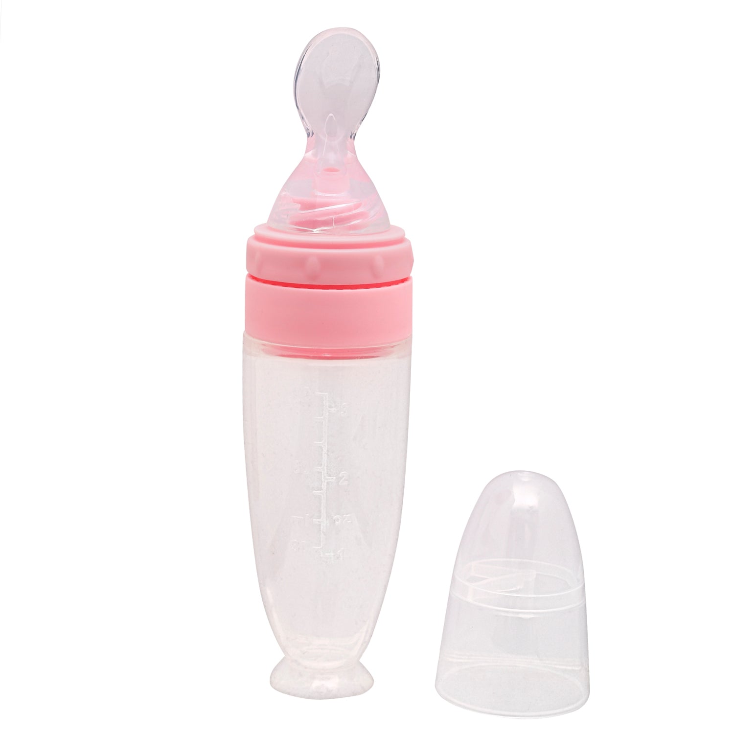 Pink 90 Ml Silicon Squeeze Bottle Feeder With Dispensing Spoon