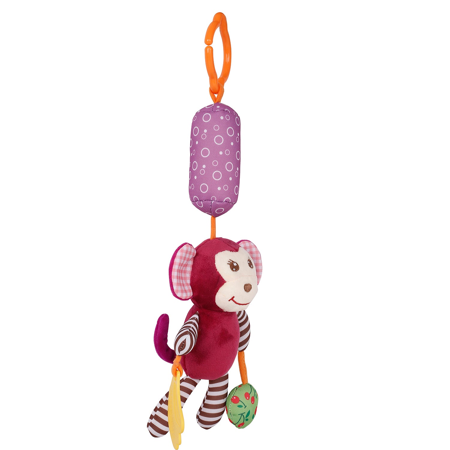 Monkey Maroon Hanging Toy / Wind Chime With Teether - Baby Moo
