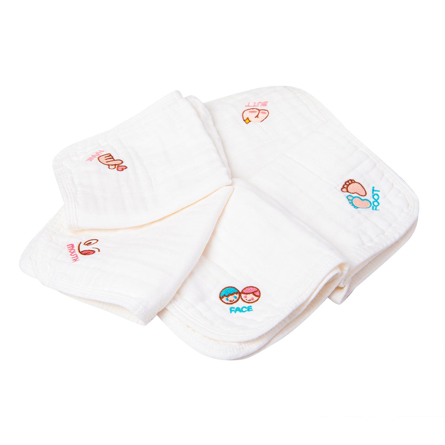Wash Cloth Muslin Napkins Pack Of 5 Multipurpose White