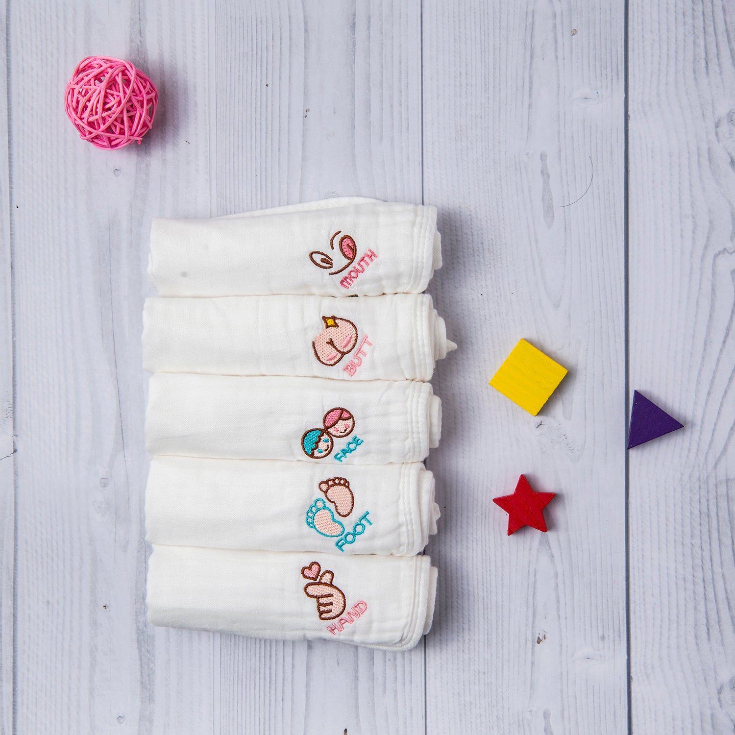 Wash Cloth Muslin Napkins Pack Of 5 Multipurpose White - Baby Moo