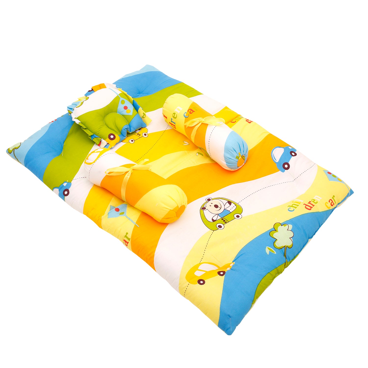 Mattress Set With Neck Pillow and Bolsters Cruising In My Car Multicolour - Baby Moo
