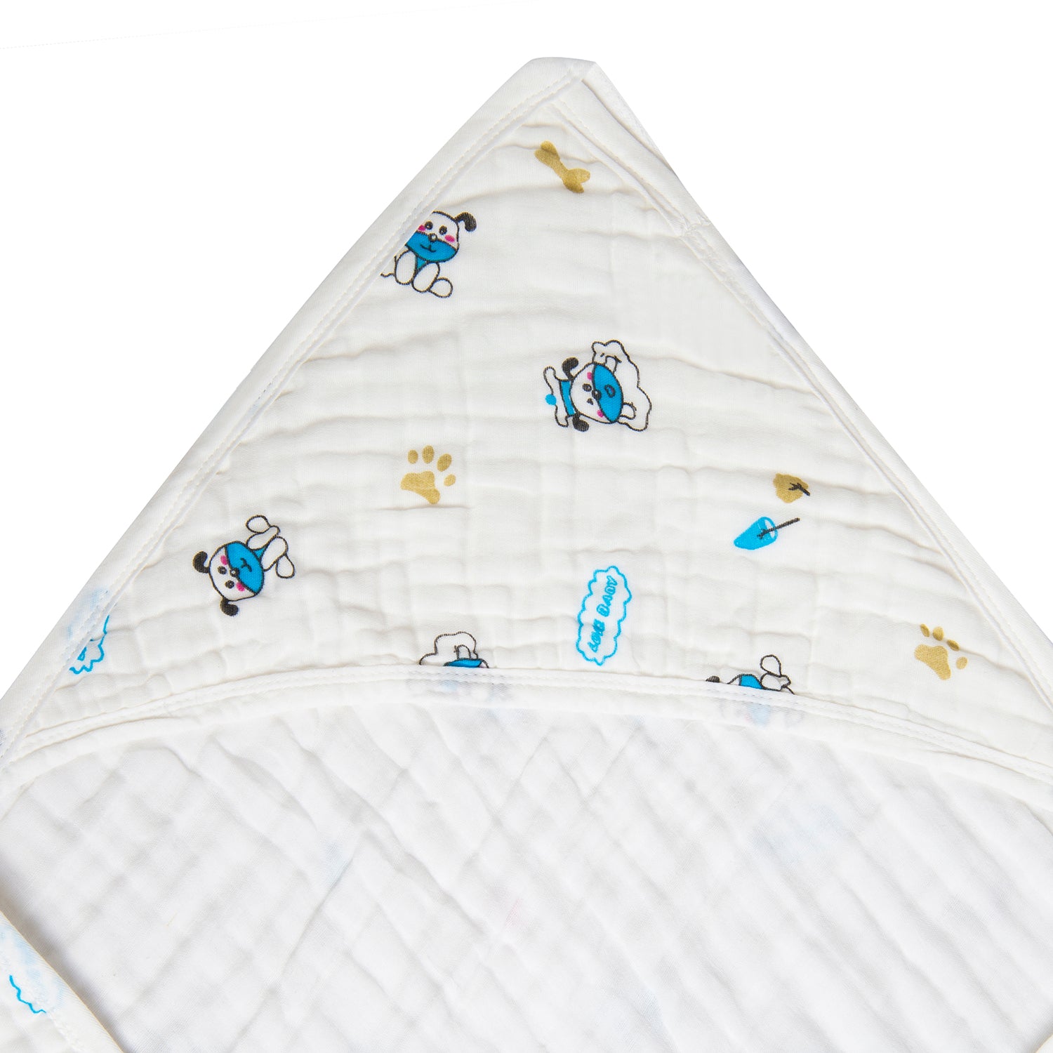 Hooded Wrapper 100% Muslin Cotton Pawsome Puppy White - Baby Moo