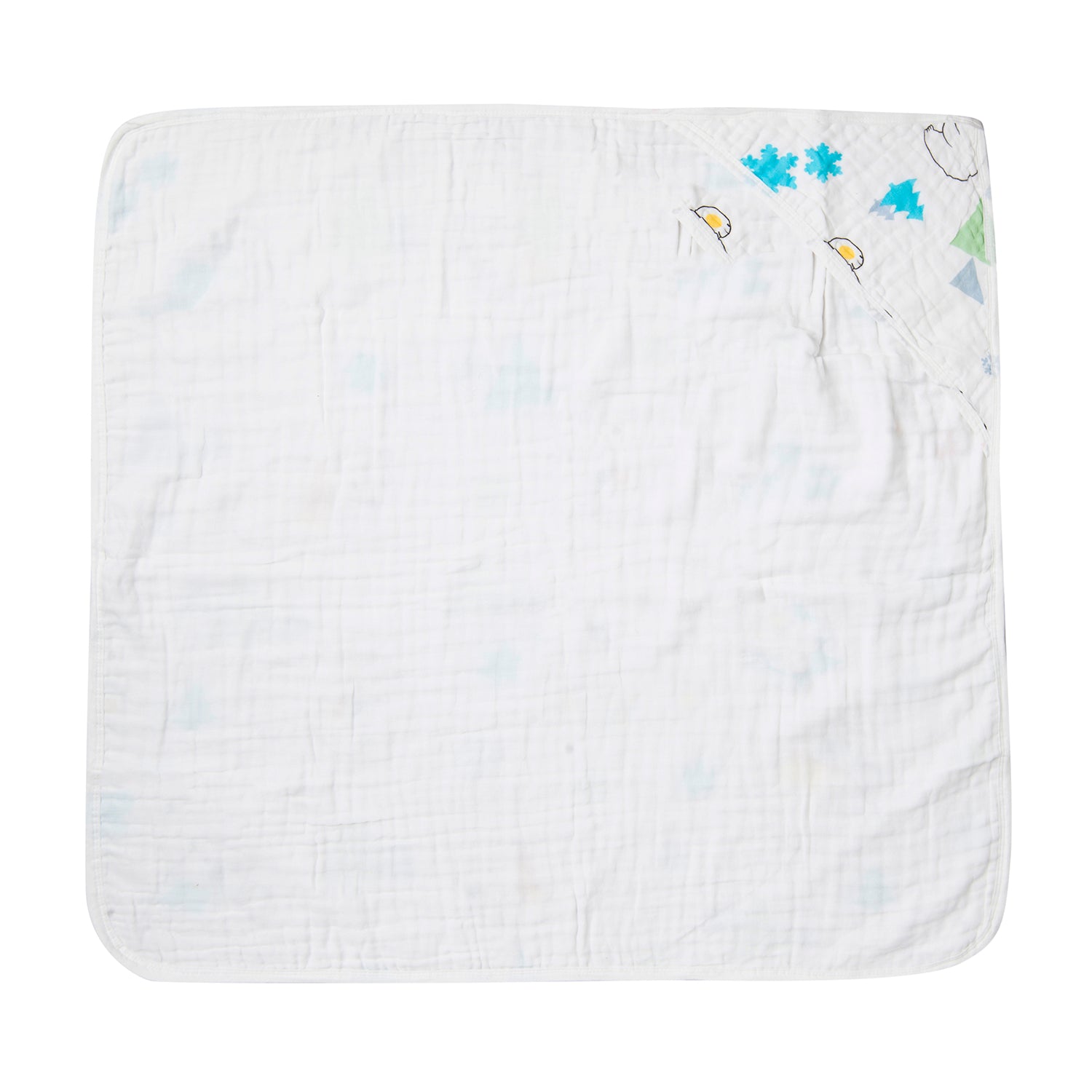 Hooded Wrapper 100% Muslin Cotton Bear White - Baby Moo