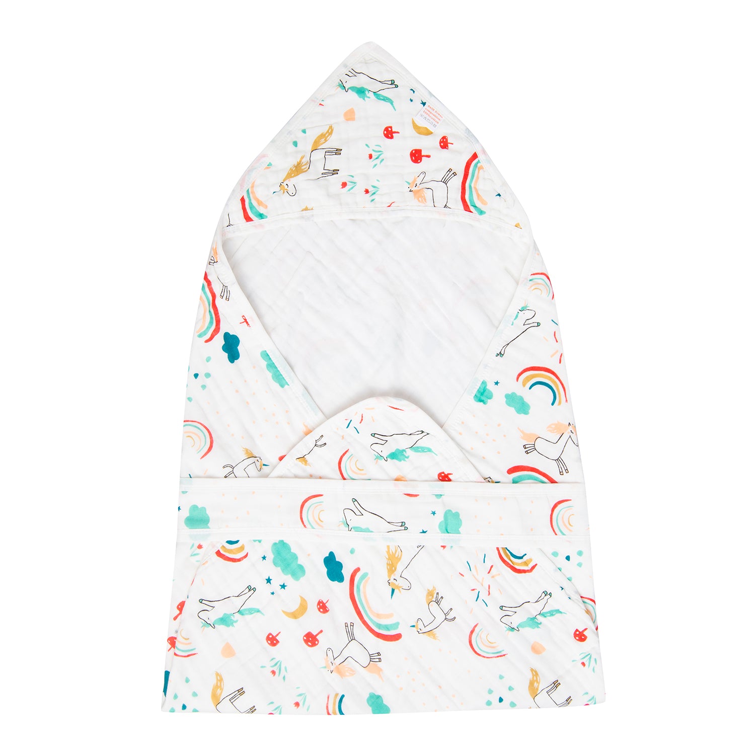 Hooded Wrapper 100% Muslin Cotton Unicorn In The Sky White