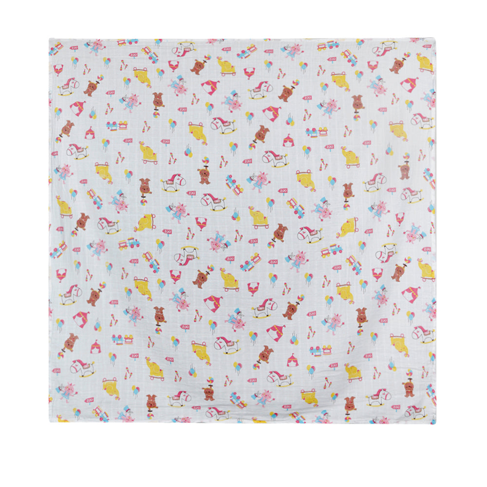 Whales And Circus Multicolour 2 Pk Muslin Swaddle - Baby Moo