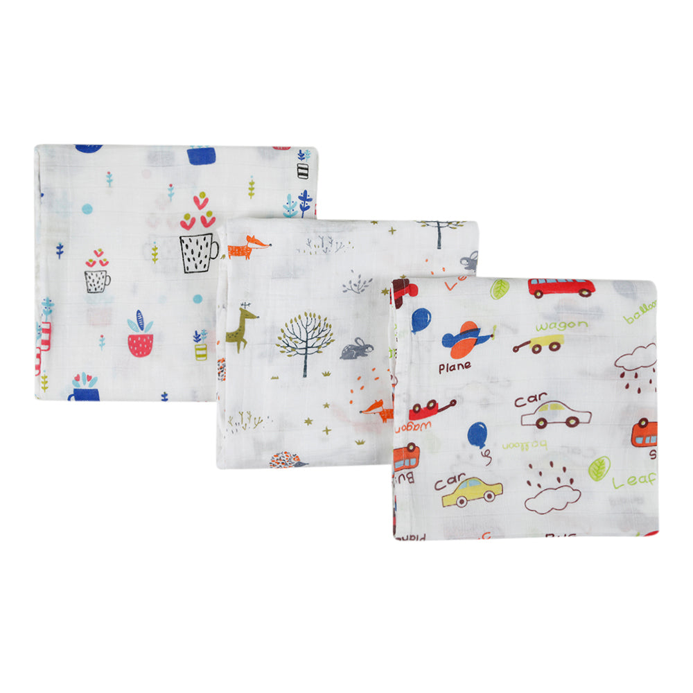 Nature And Wanderlust Multicolour 3 Pk Muslin Swaddle - Baby Moo