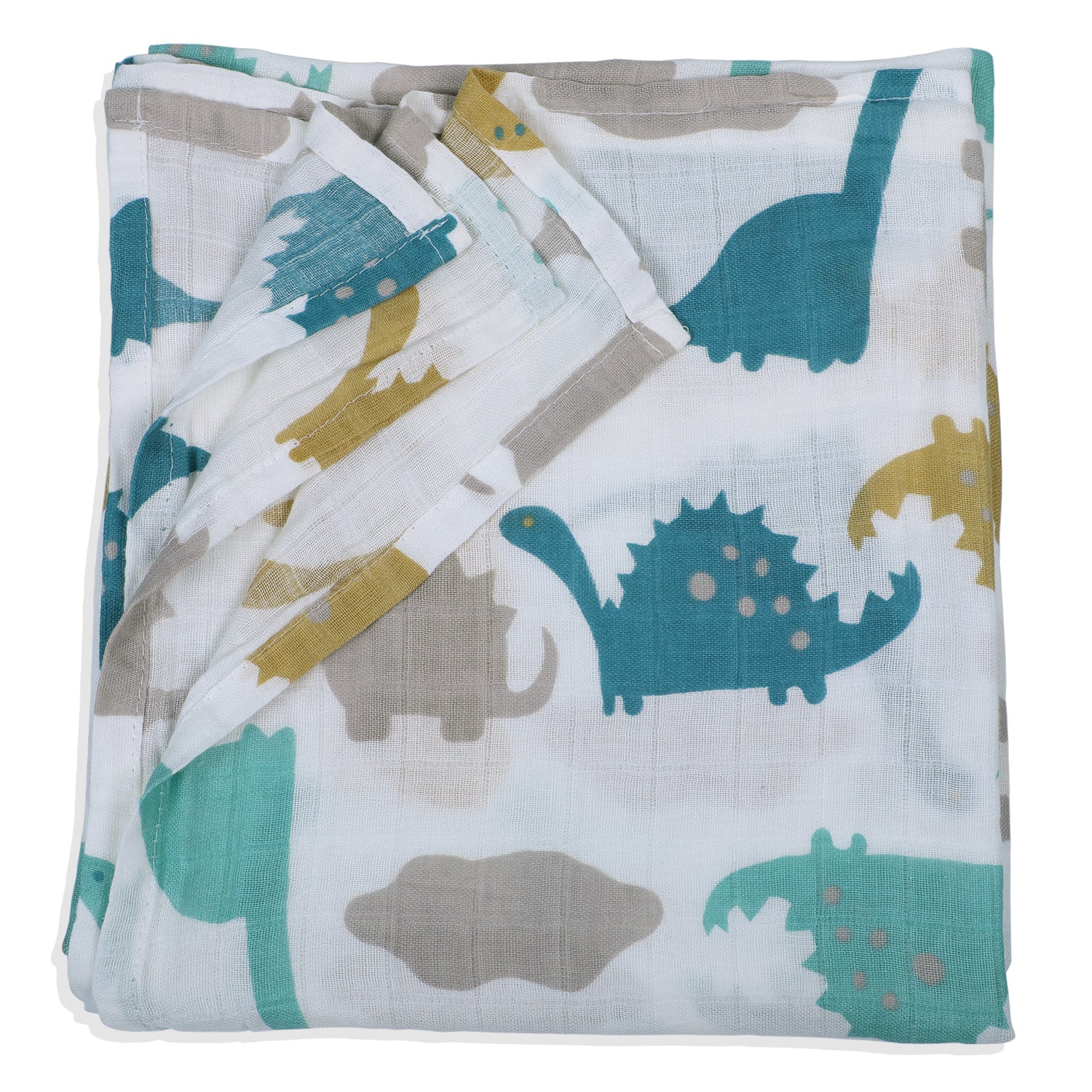 Baby Moo Dinosaur Soft Wrapper Muslin Swaddle - Multicolour - Baby Moo