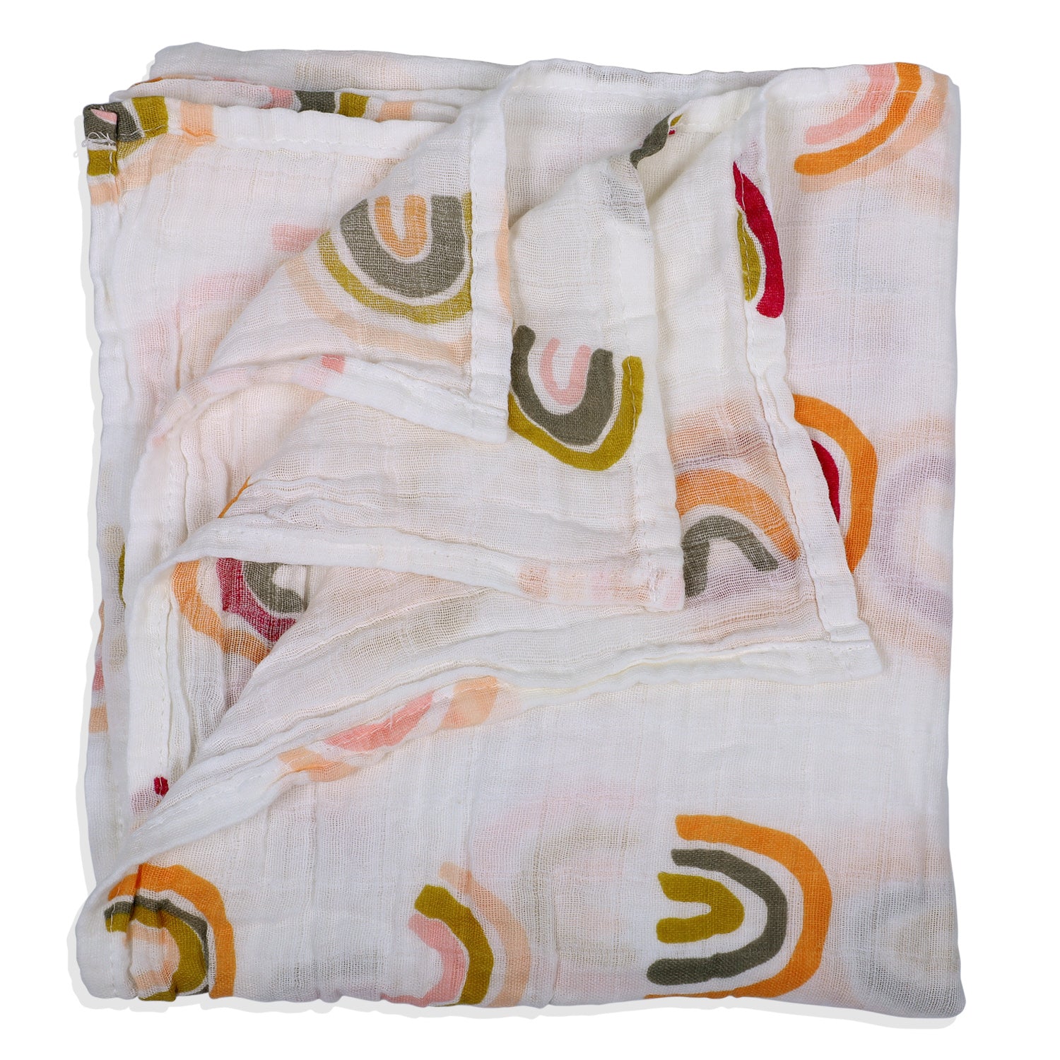 Baby Moo Rainbow Soft Wrapper Muslin Swaddle - White - Baby Moo