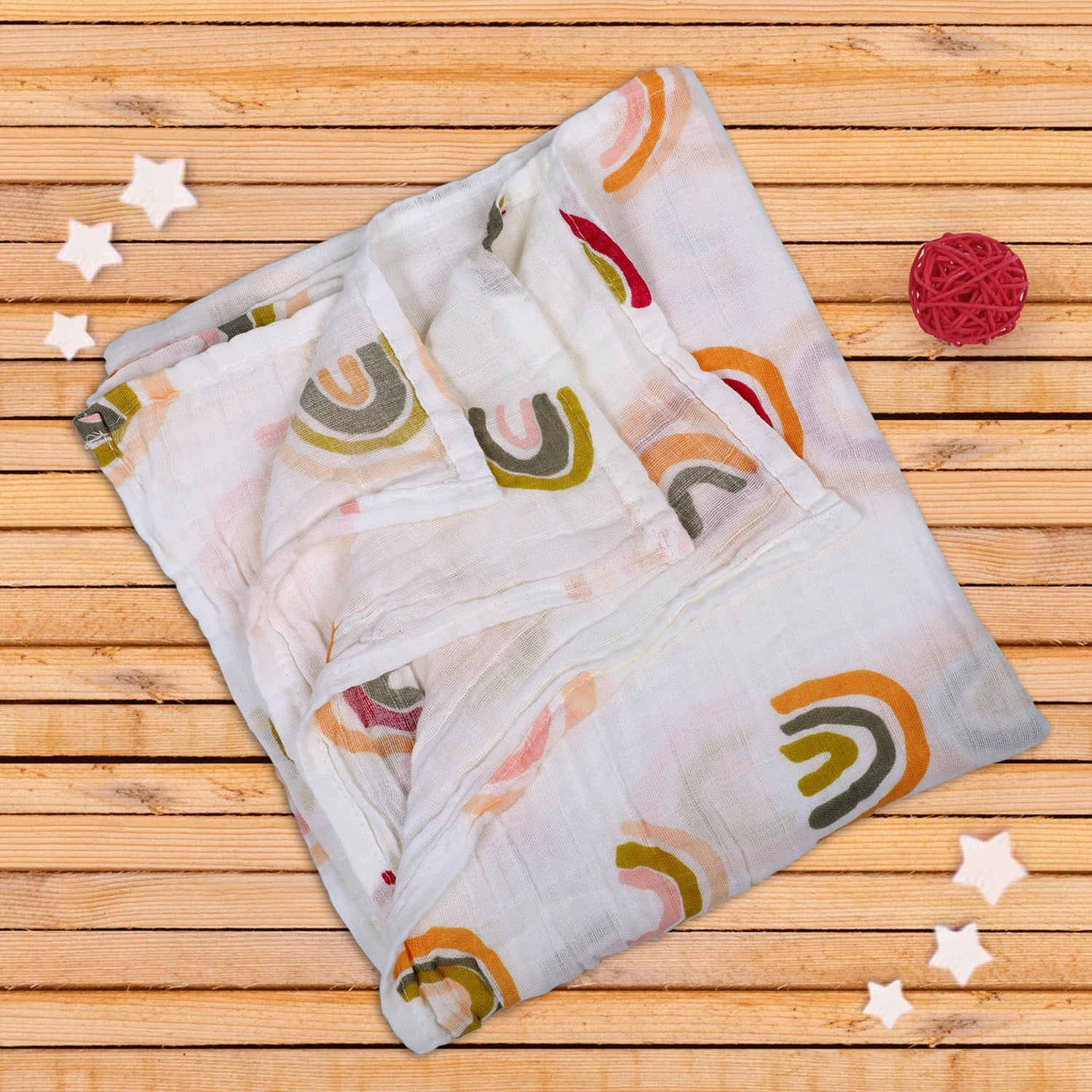 Baby Moo Rainbow Soft Wrapper Muslin Swaddle - White