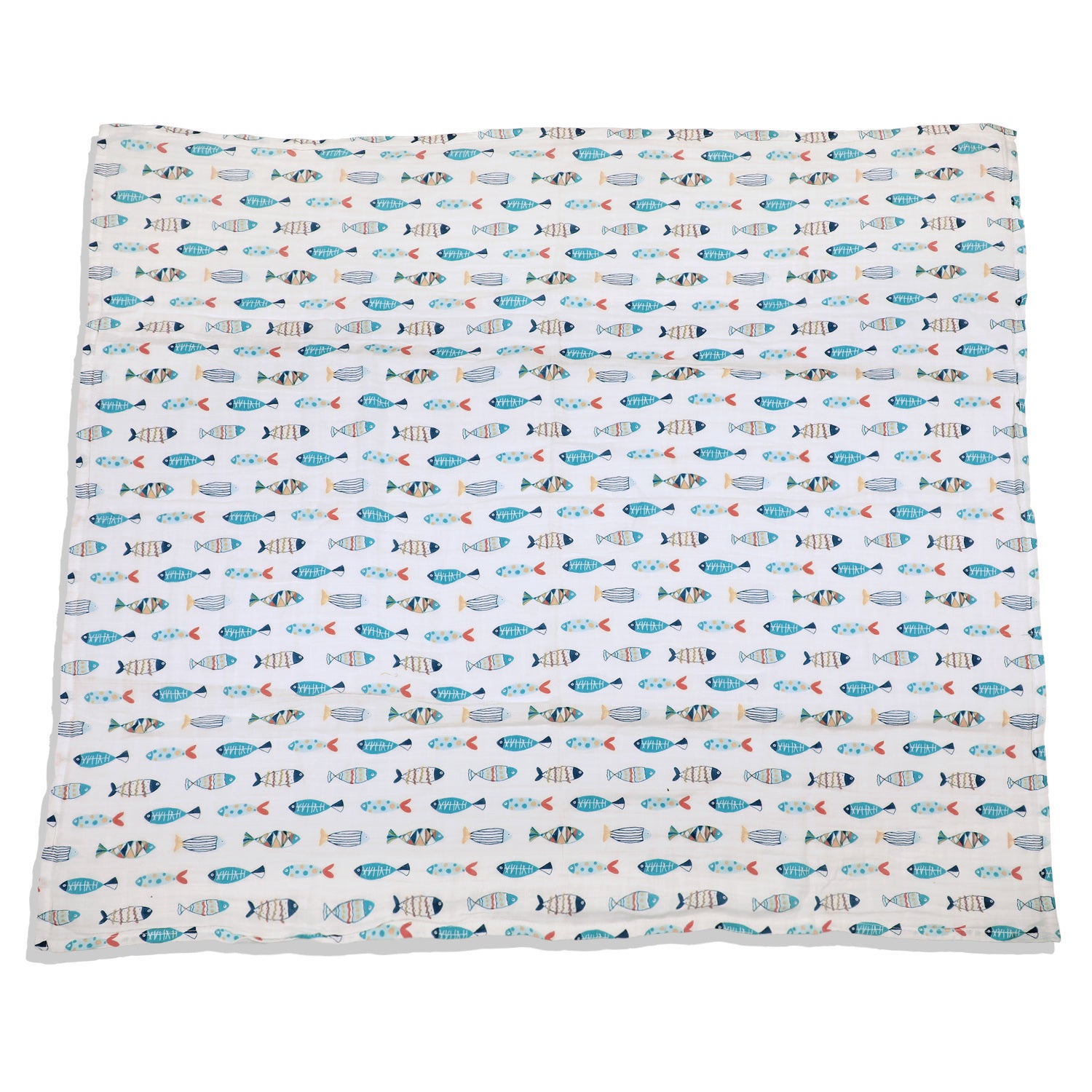 Baby Moo Fish Soft Wrapper Muslin Swaddle - White - Baby Moo