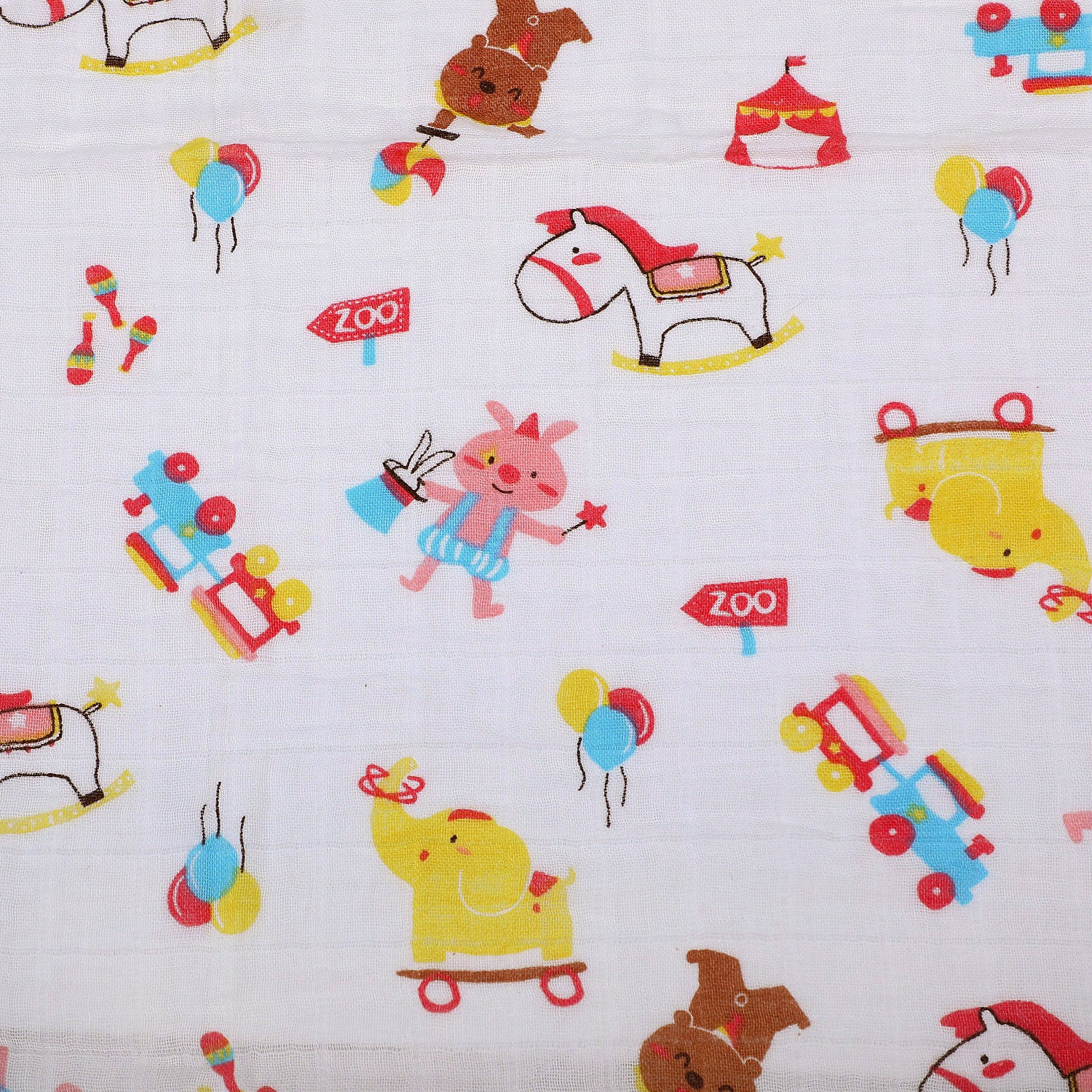 Baby Moo Circus Animals Soft Wrapper Muslin Swaddle - White - Baby Moo