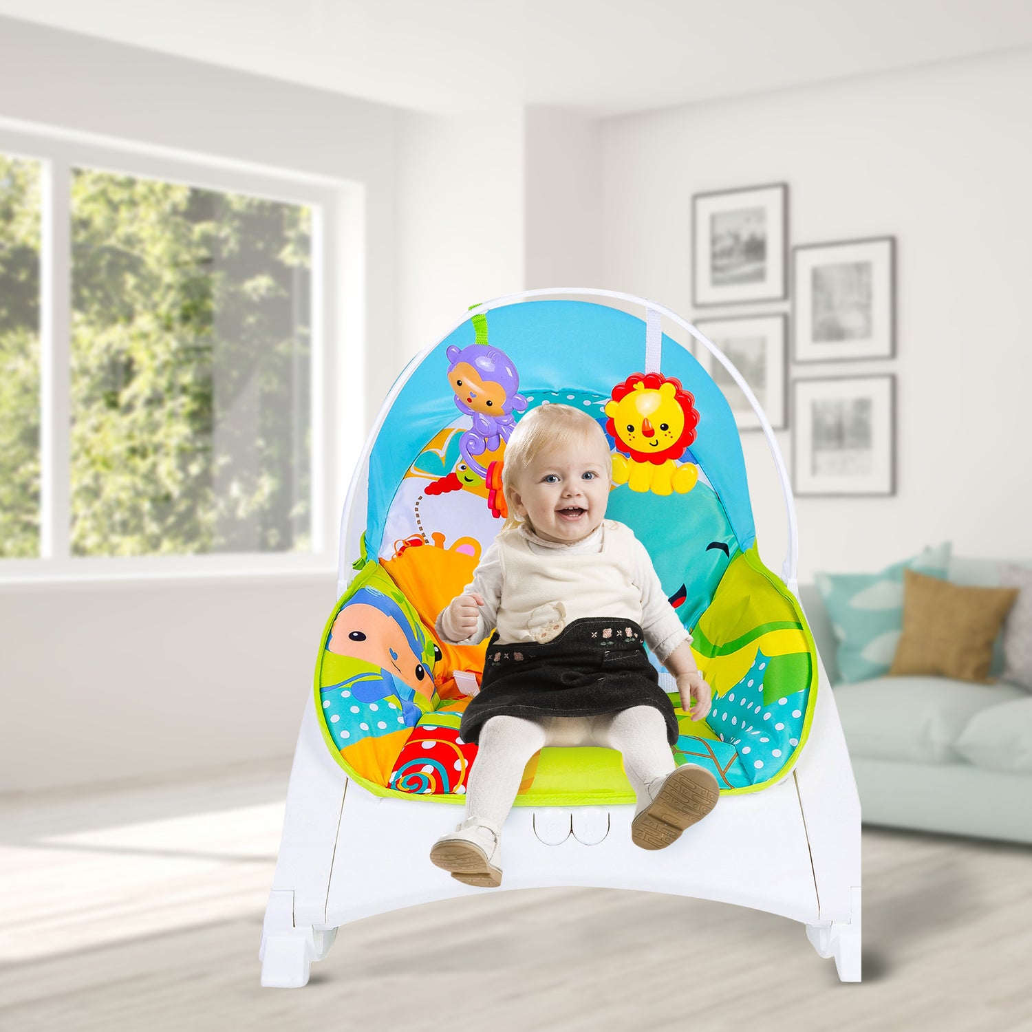 Baby bouncer with hanging hot sale toys