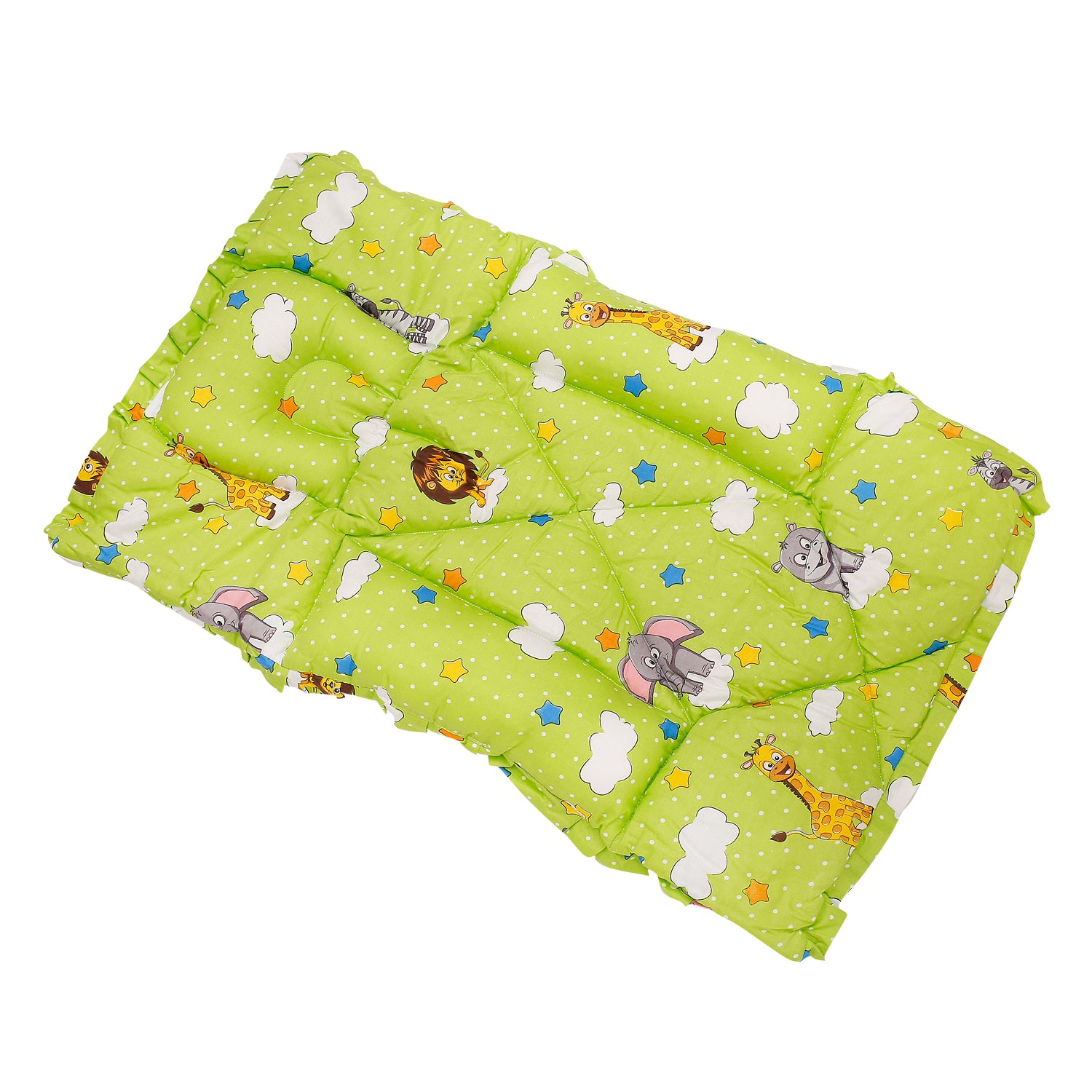 Mattress With Fixed Neck Pillow And Bolsters Fun In The Jungle Green - Baby Moo