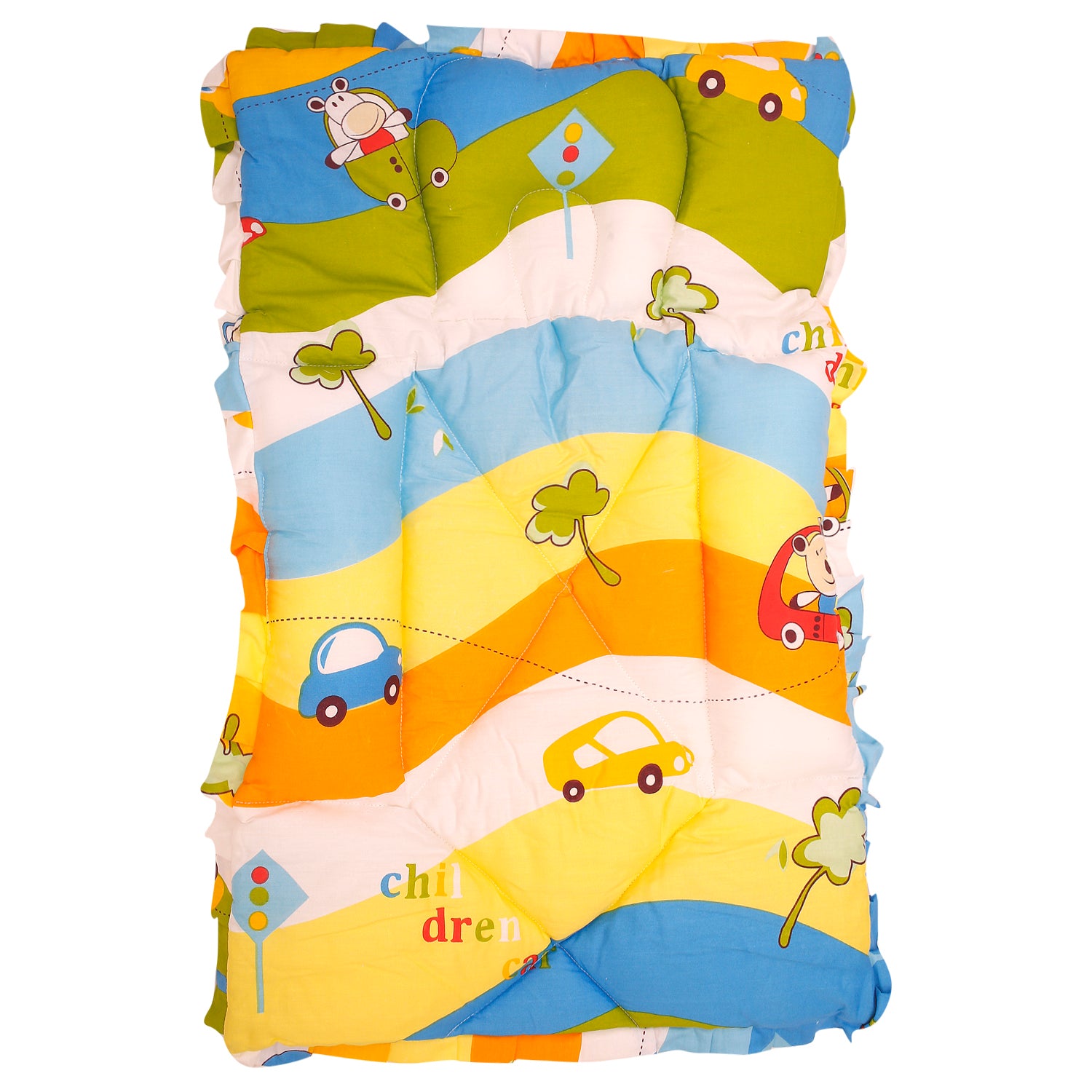 Mattress With Fixed Neck Pillow And Bolsters Cruising In My Car Multicolour - Baby Moo