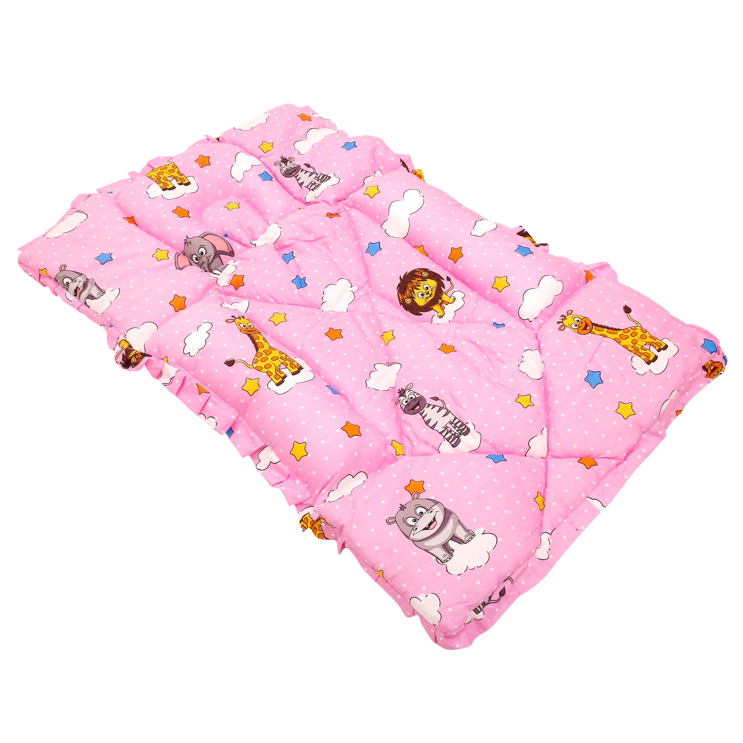 Mattress With Fixed Neck Pillow And Bolsters Flying Animals Pink - Baby Moo