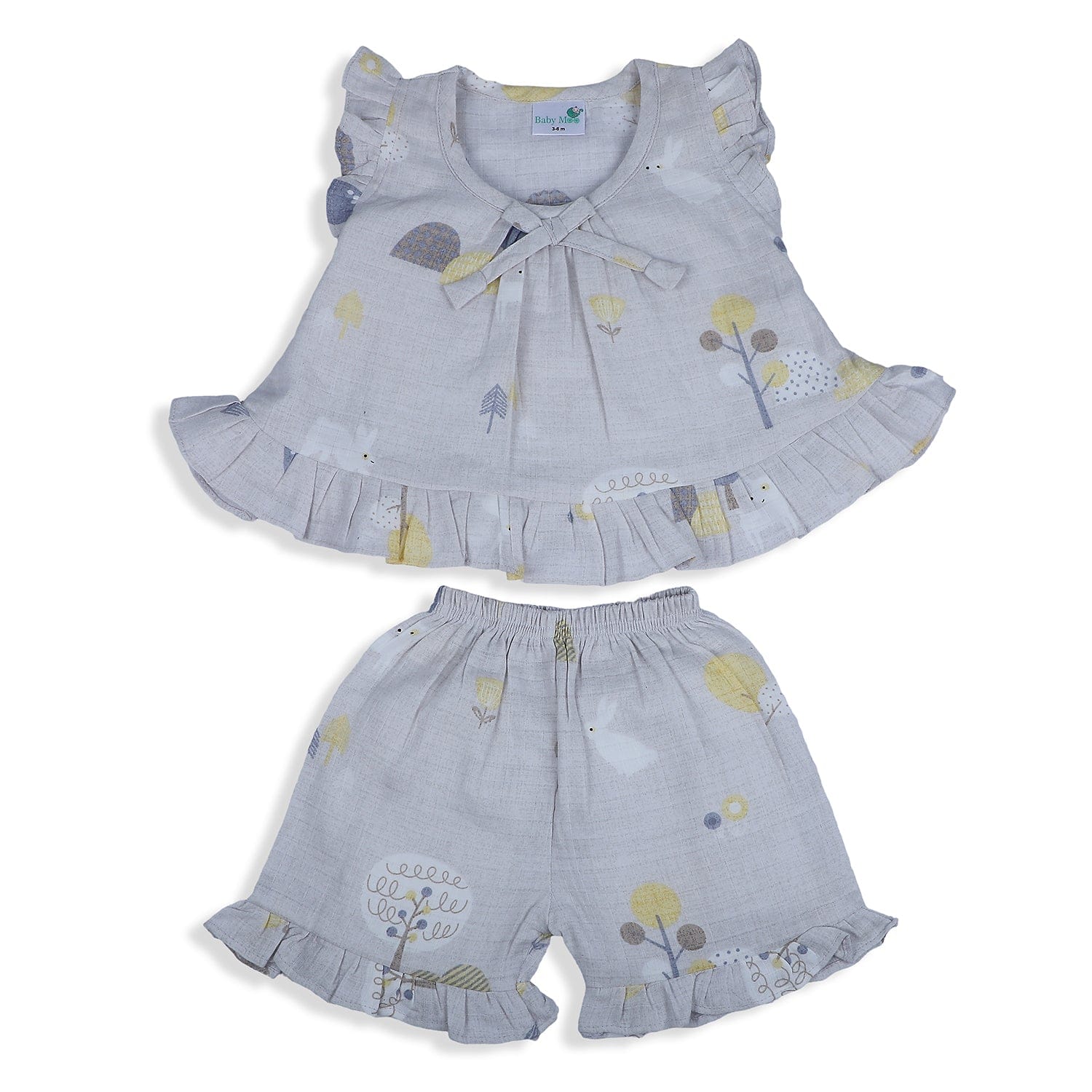 Frilly Top & Shorts Set - Grey