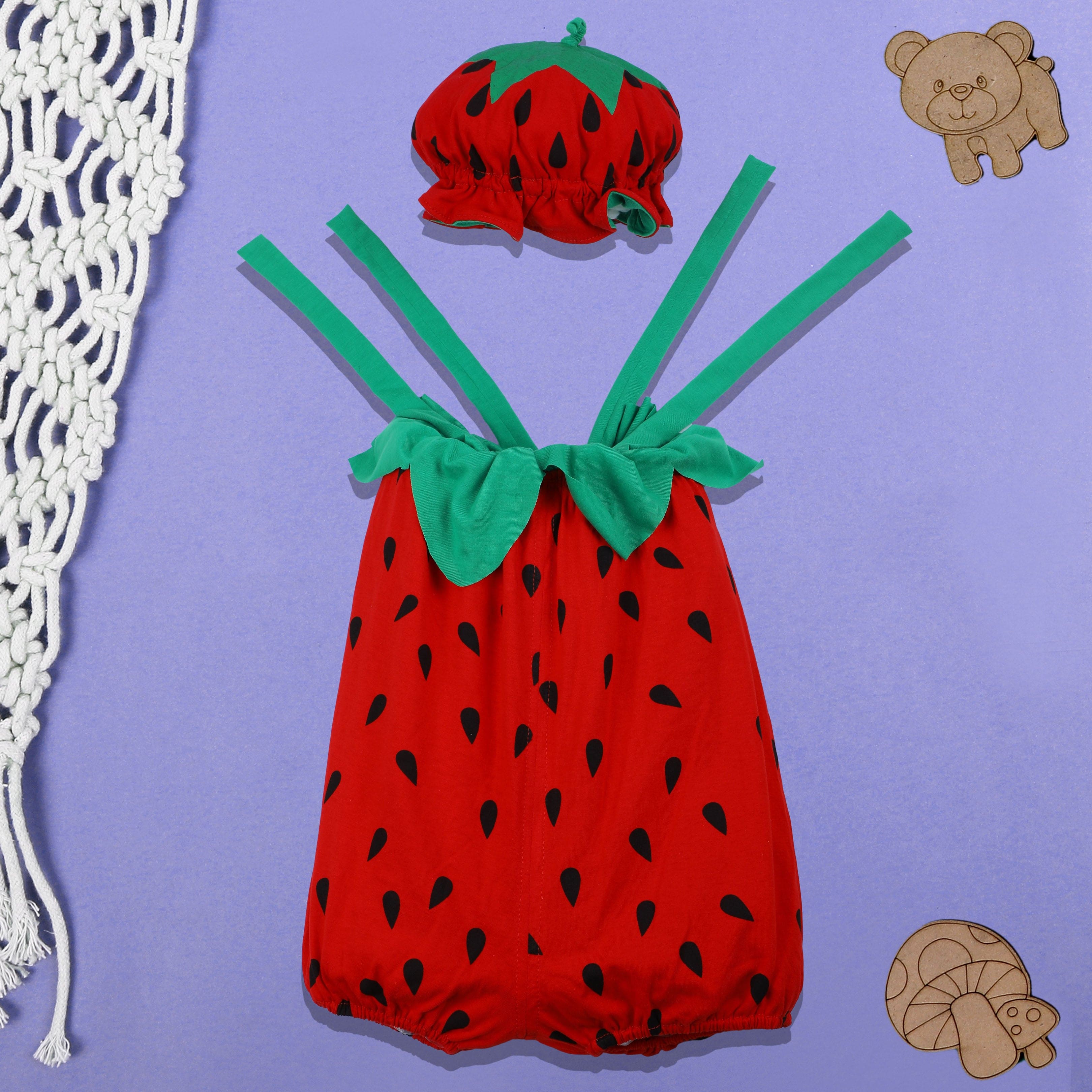 Kids Tomato Jumpsuit Costume with Cap at Rs 400 / Piece in delhi | All in  one Fancy Dresses