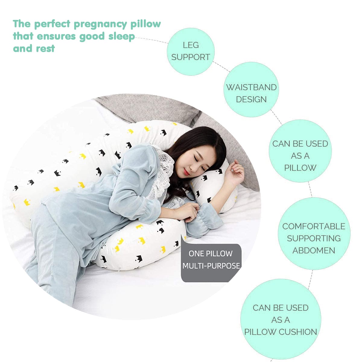 H-Shaped Pregnancy Pillow for Pregnant Women - White - Baby Moo