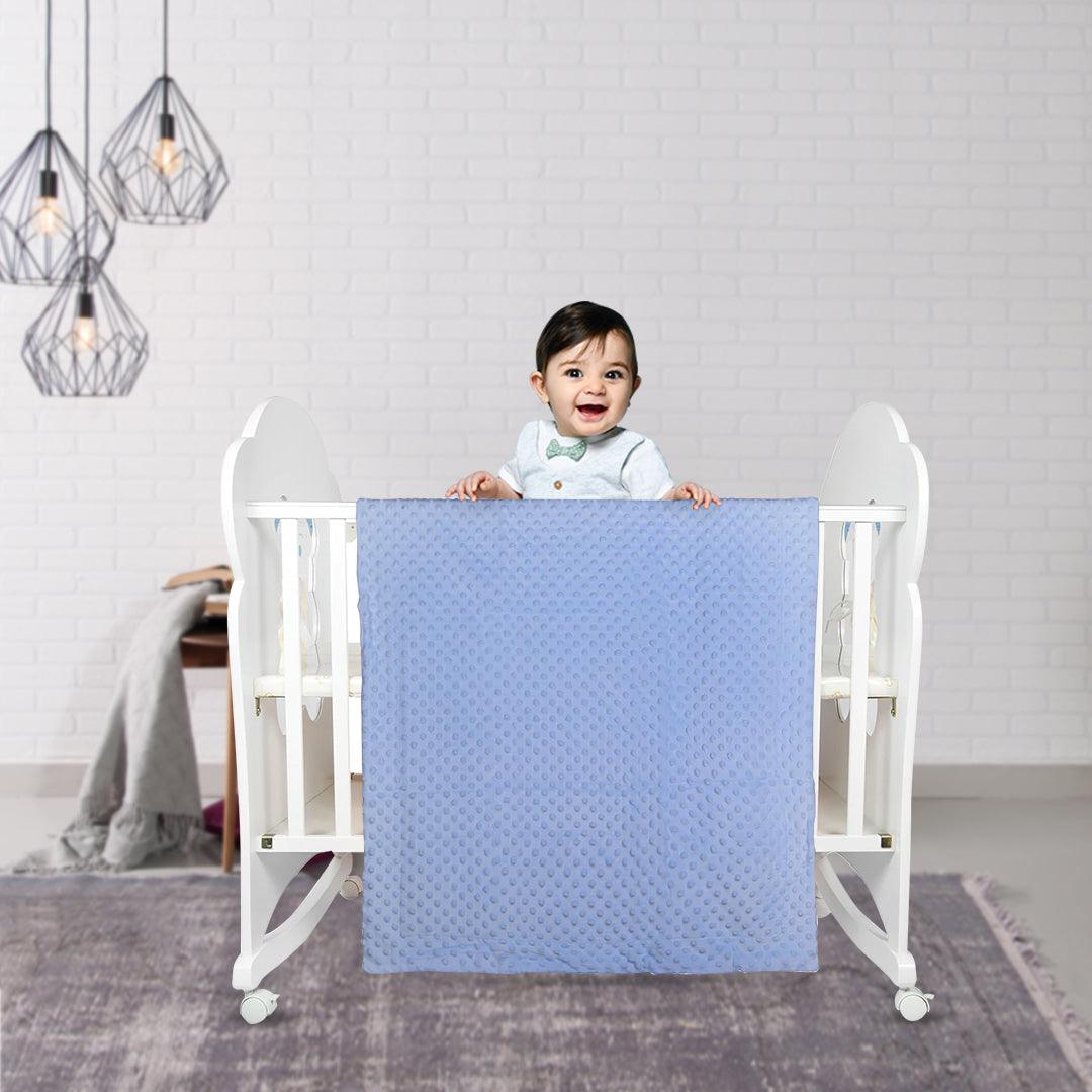 Plain Blue Double Sided Bubble Blanket - Baby Moo
