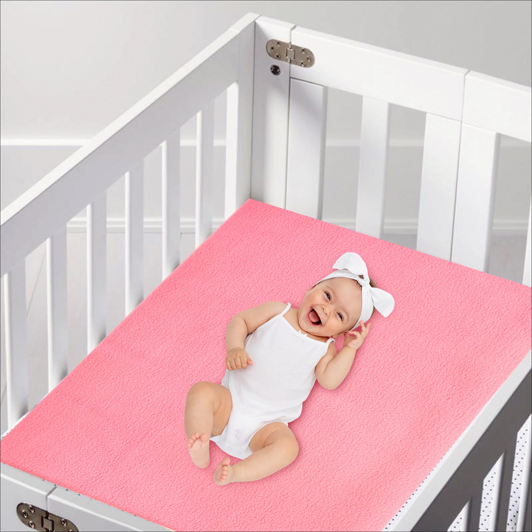 Plain Coral Water-Resistant Bed Protector - 3 sizes - Baby Moo