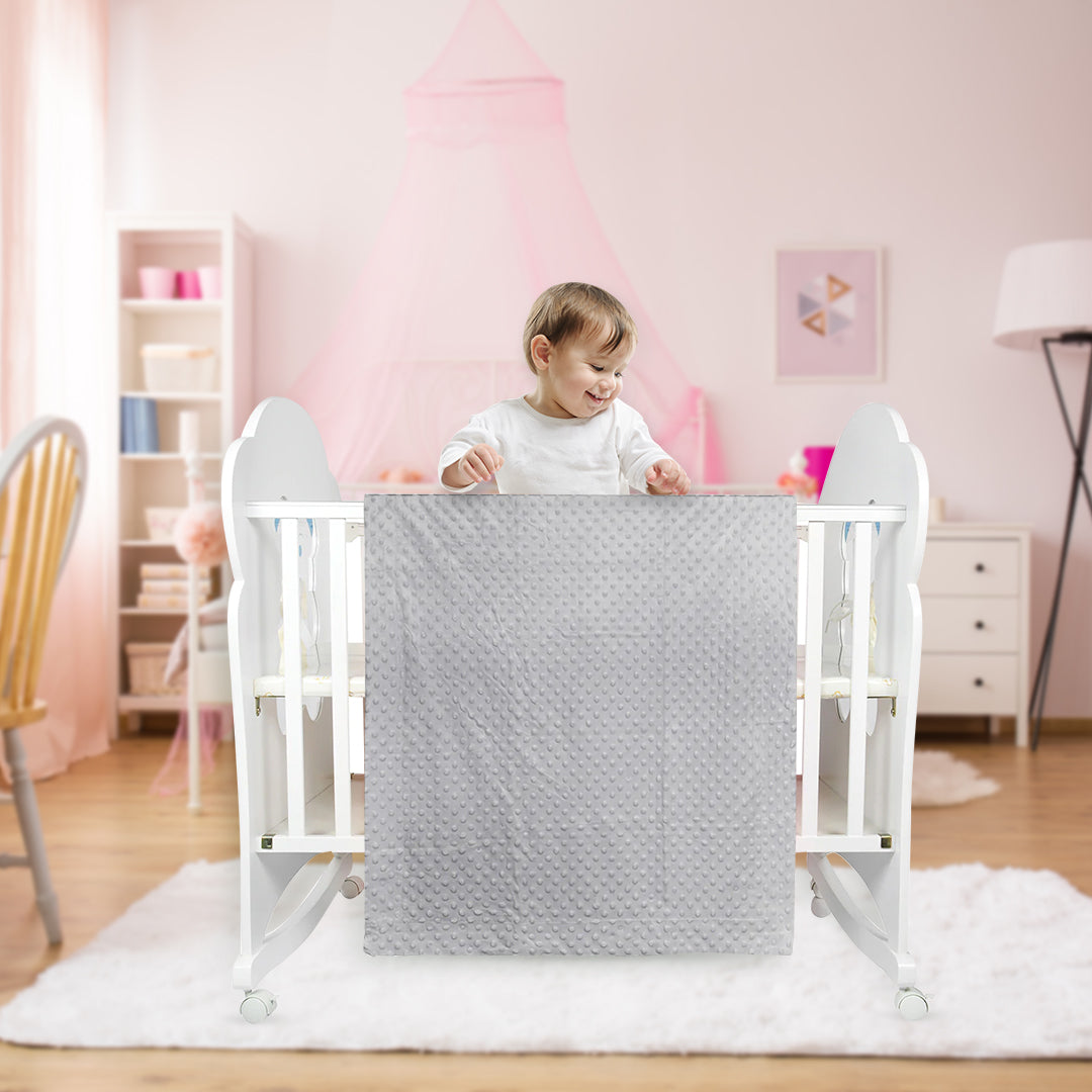 Plain Grey Double Sided Bubble Blanket - Baby Moo