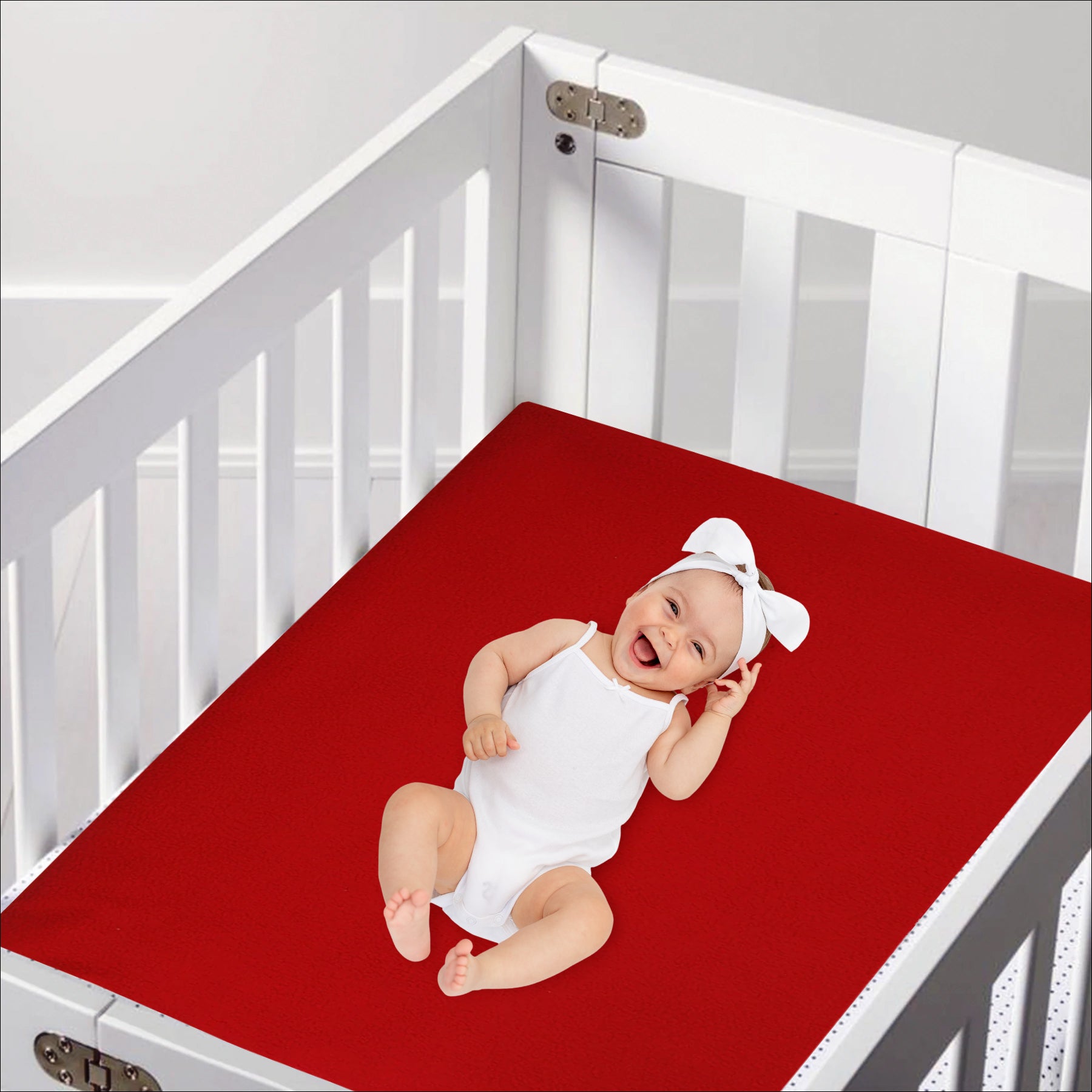 Plain Red Water-Resistant Bed Protector - 3 Sizes