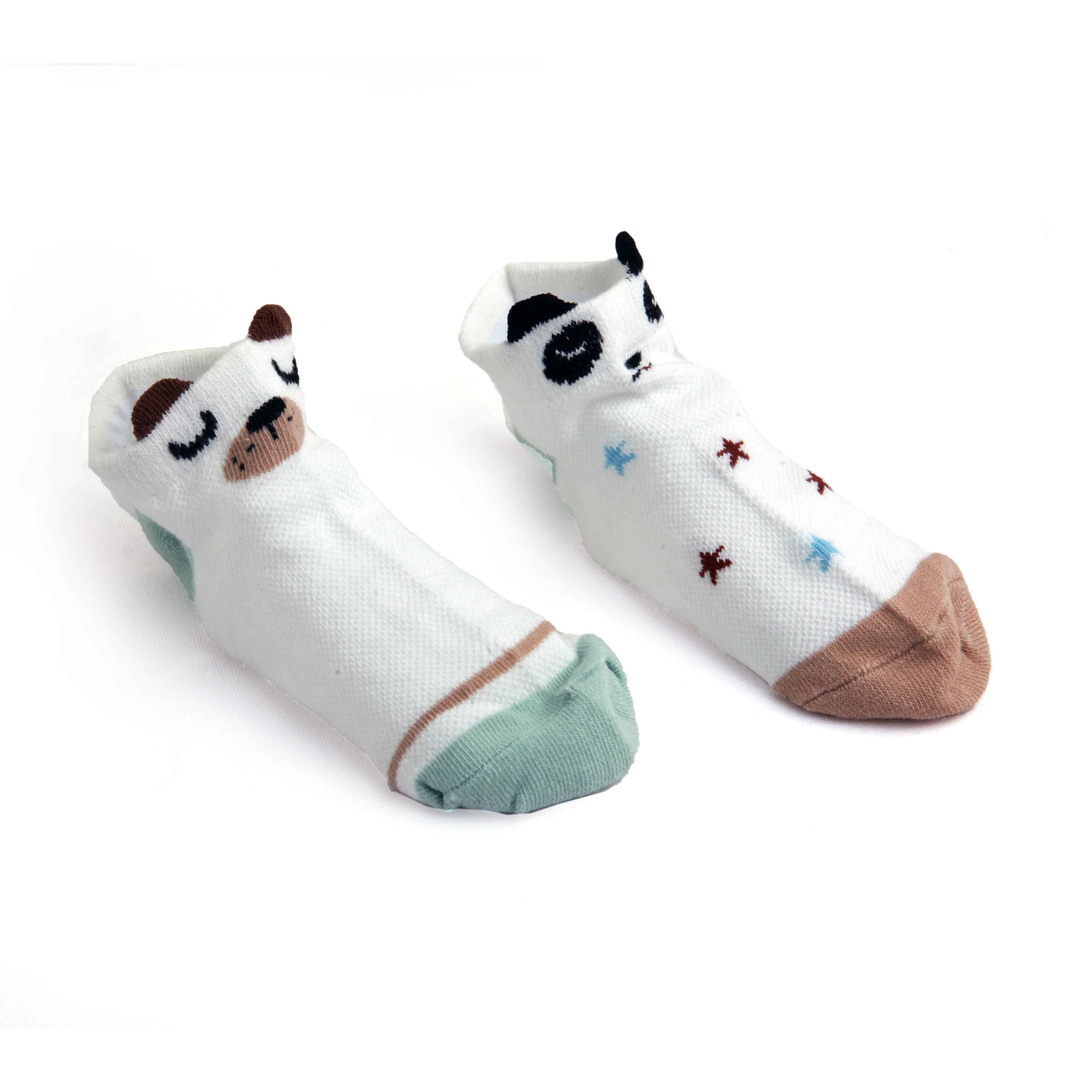 Printed White And Mint And Brown 5 Pk Socks - Baby Moo