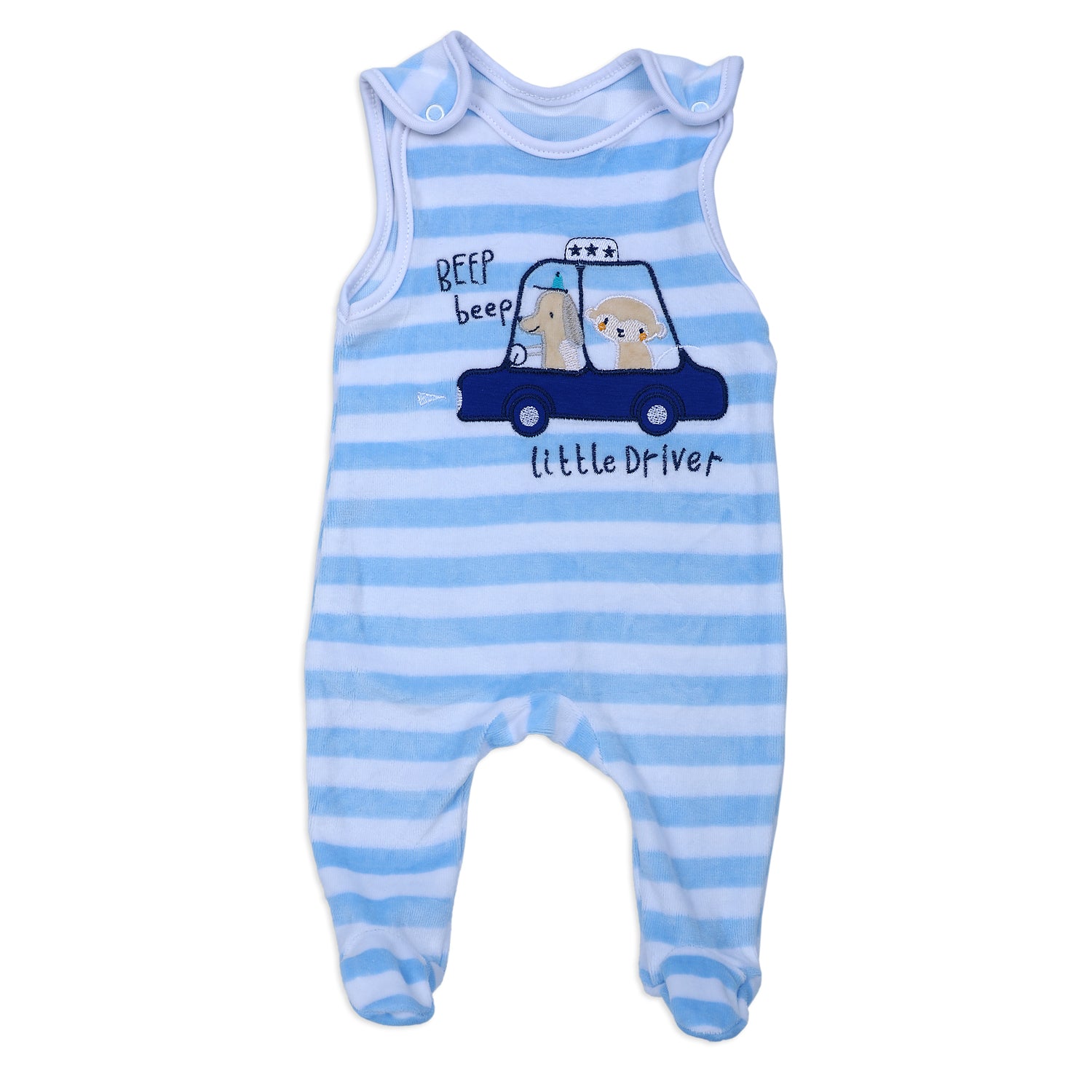 Little Driver Infant 2 Piece Full Sleeves Tshirt And Romper Set - Blue - Baby Moo