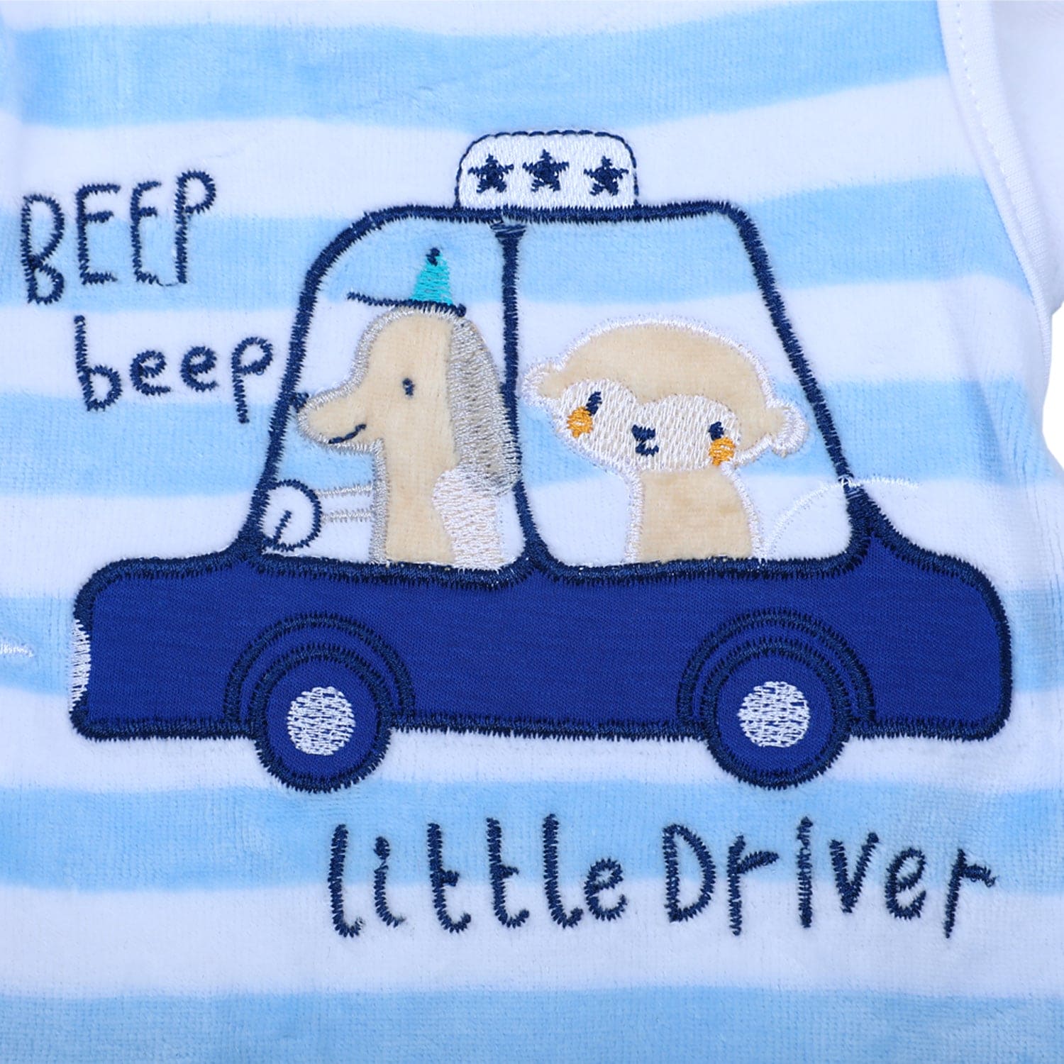 Little Driver Infant 2 Piece Full Sleeves Tshirt And Romper Set - Blue - Baby Moo