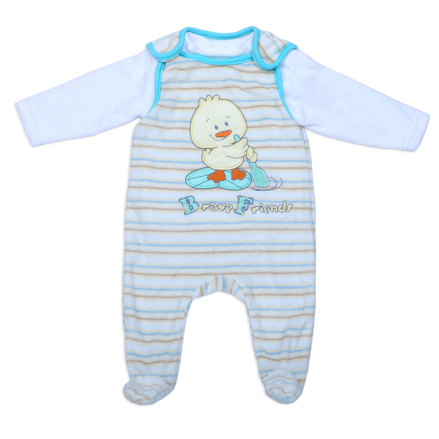 Brave Duck Infant 2 Piece Full Sleeves Tshirt And Romper Set - Multicolur