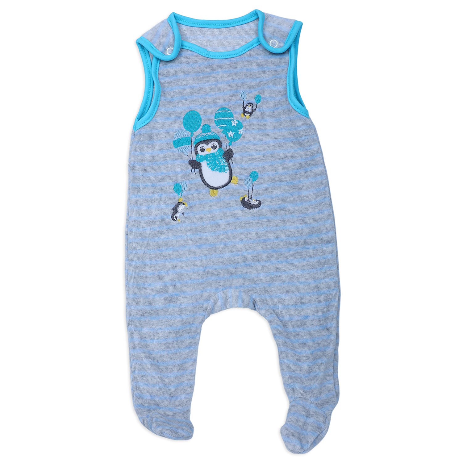 Penguin Party Infant 2 Piece Full Sleeves Tshirt And Romper Set - Grey - Baby Moo