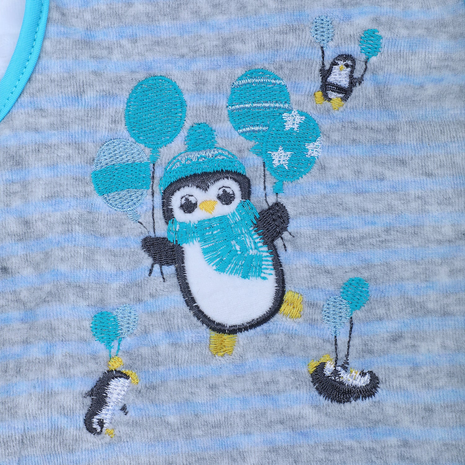 Penguin Party Infant 2 Piece Full Sleeves Tshirt And Romper Set - Grey